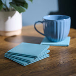 Denby Blue Faux Leather Set of 4 Coasters - DISC Denby Faux Leather Coaster Aqua Set of 4 Accessories Sterling Home 1