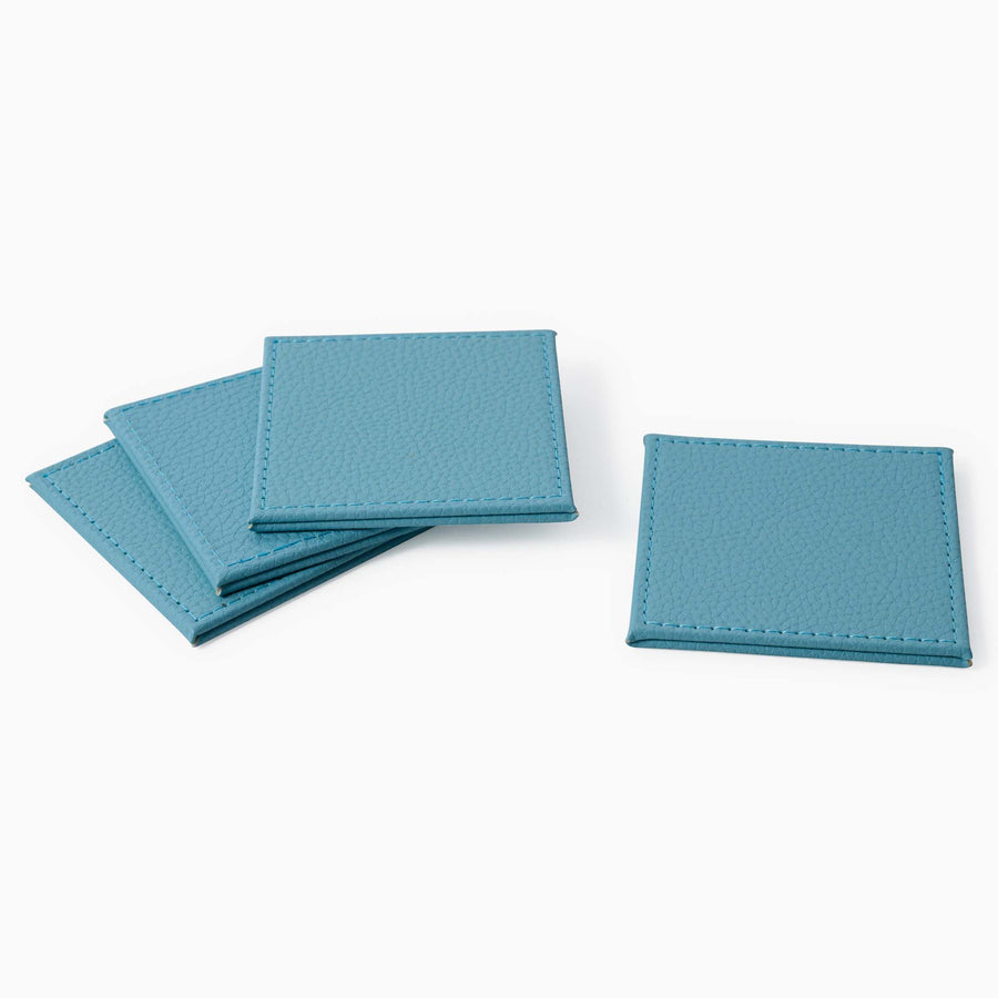 Denby Blue Faux Leather Set of 4 Coasters - DISC Denby Faux Leather Coaster Aqua Set of 4 Accessories Sterling Home 2