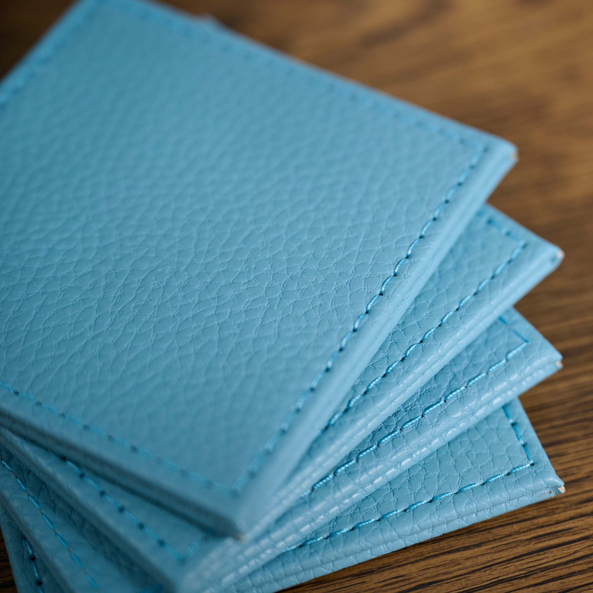 Denby Blue Faux Leather Set of 4 Coasters - DISC Denby Faux Leather Coaster Aqua Set of 4 Accessories Sterling Home 4