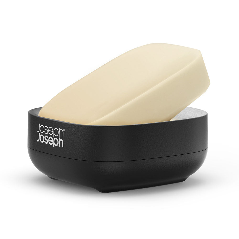 Joseph Joseph Bathroom Black Soap Dish - Slim Compact Soap Dish Matt Black Accessories Sterling Home 4