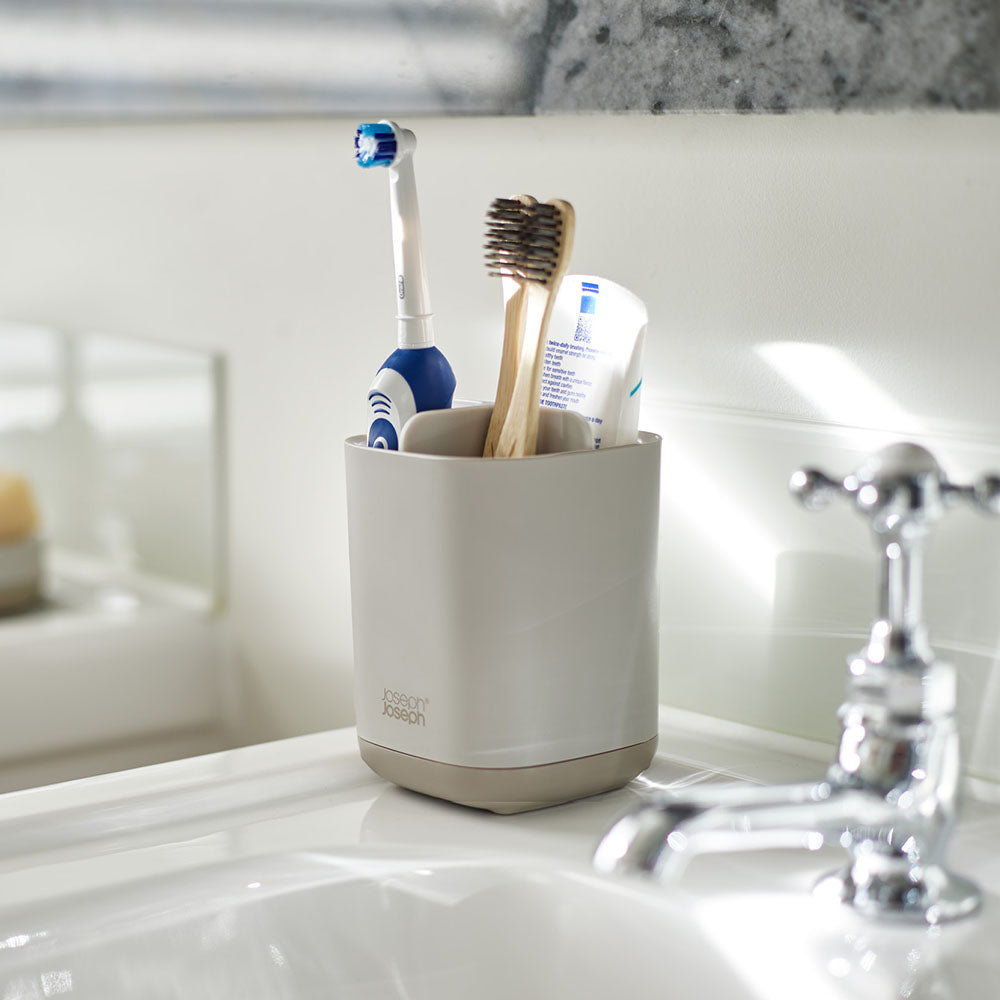 Joseph Joseph Bathroom Cream Toothbrush Caddy - EasyStore Toothbrush Caddy Ecru Accessories Sterling Home 1