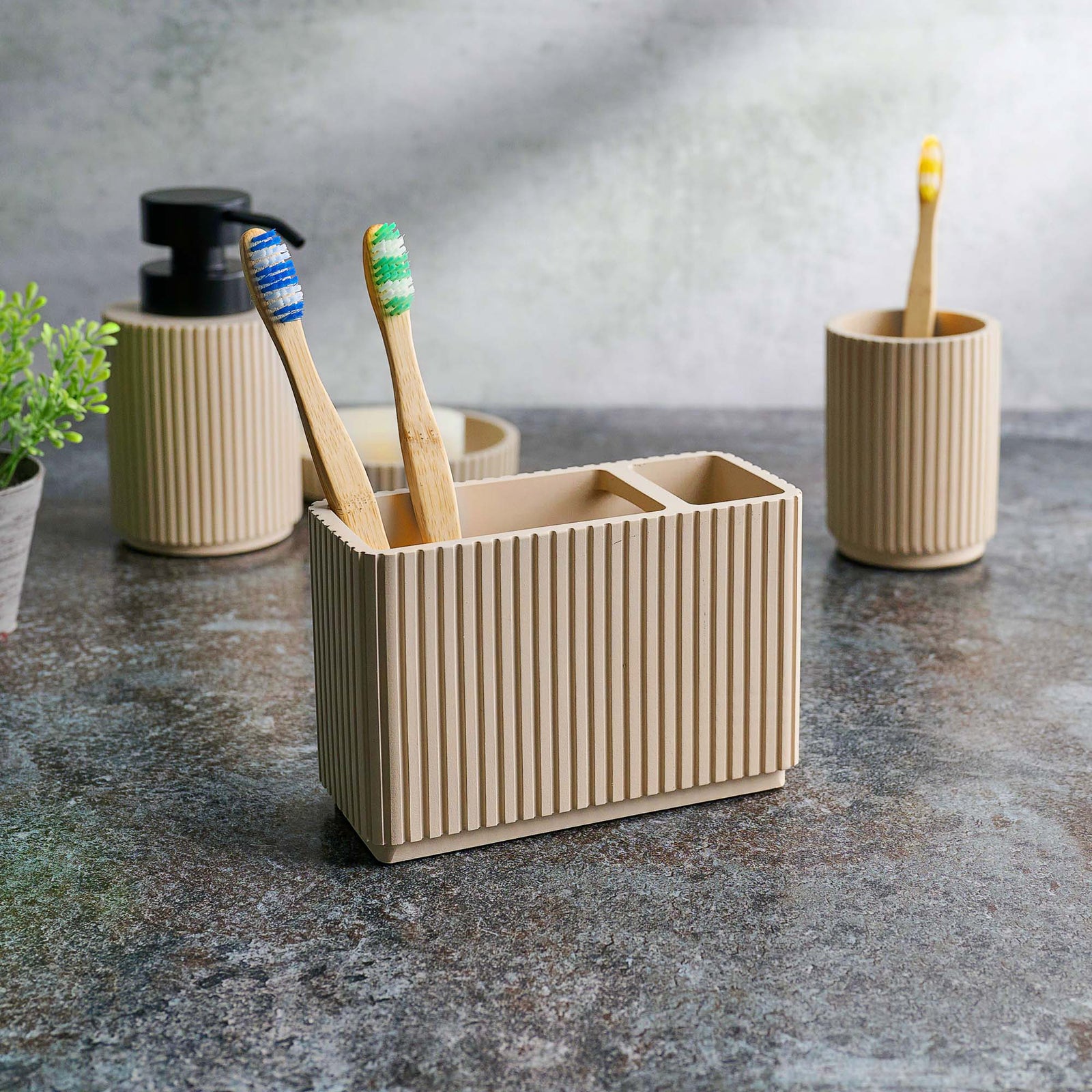 Berkeley Beigue Toothbrush Tidy - Berkeley Toothbrush Tidy Almond Accessories Sterling Home 1