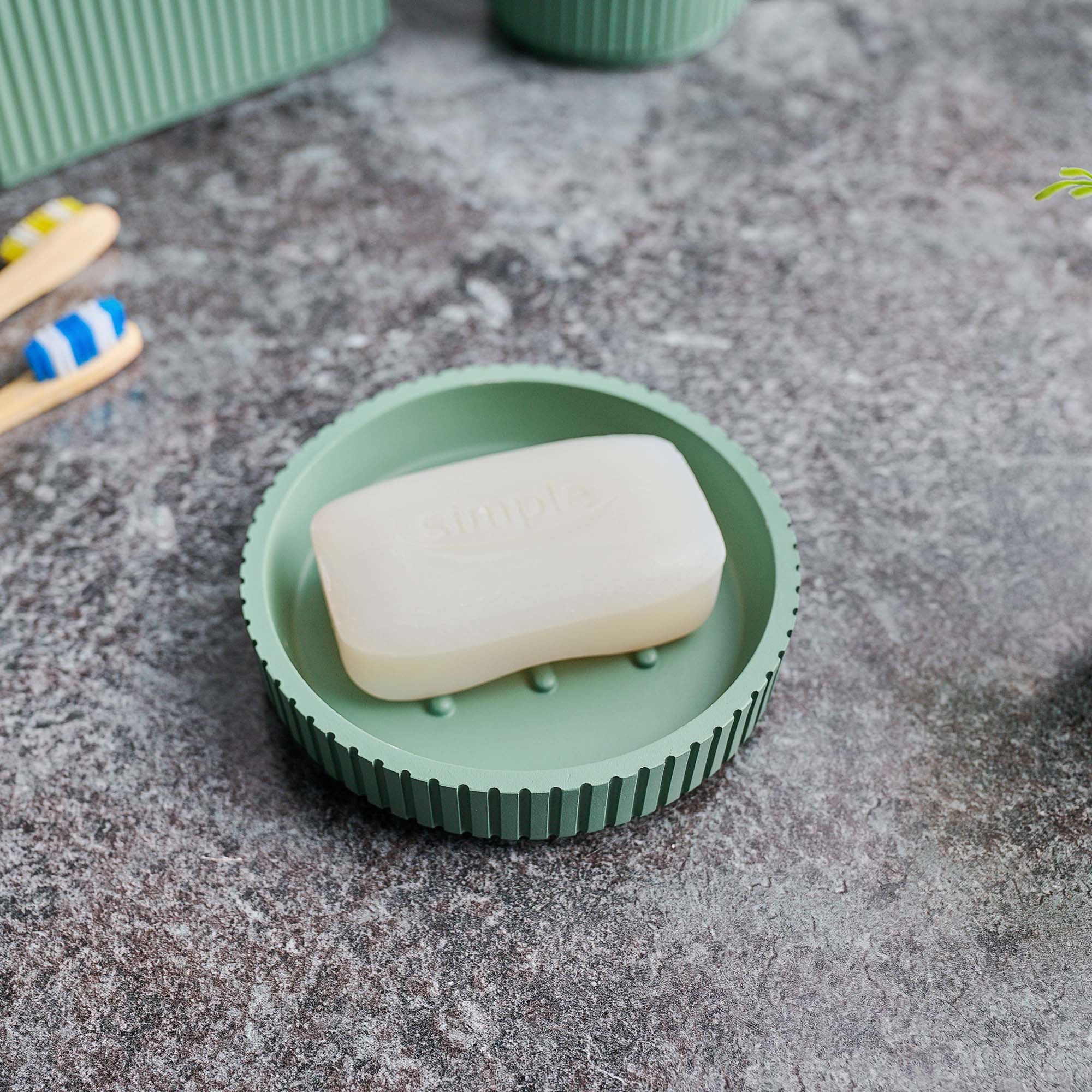 Berkeley Green Soap Dish - DISC Berkeley Soap Dish Green Accessories Sterling Home 1