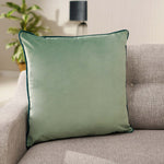 Meridian Velvet Mint & Teal Square Cushion - DISC Meridian Velvet Piped 55CM x55CM Cushion Min/Teal Accessories Sterling Home 1