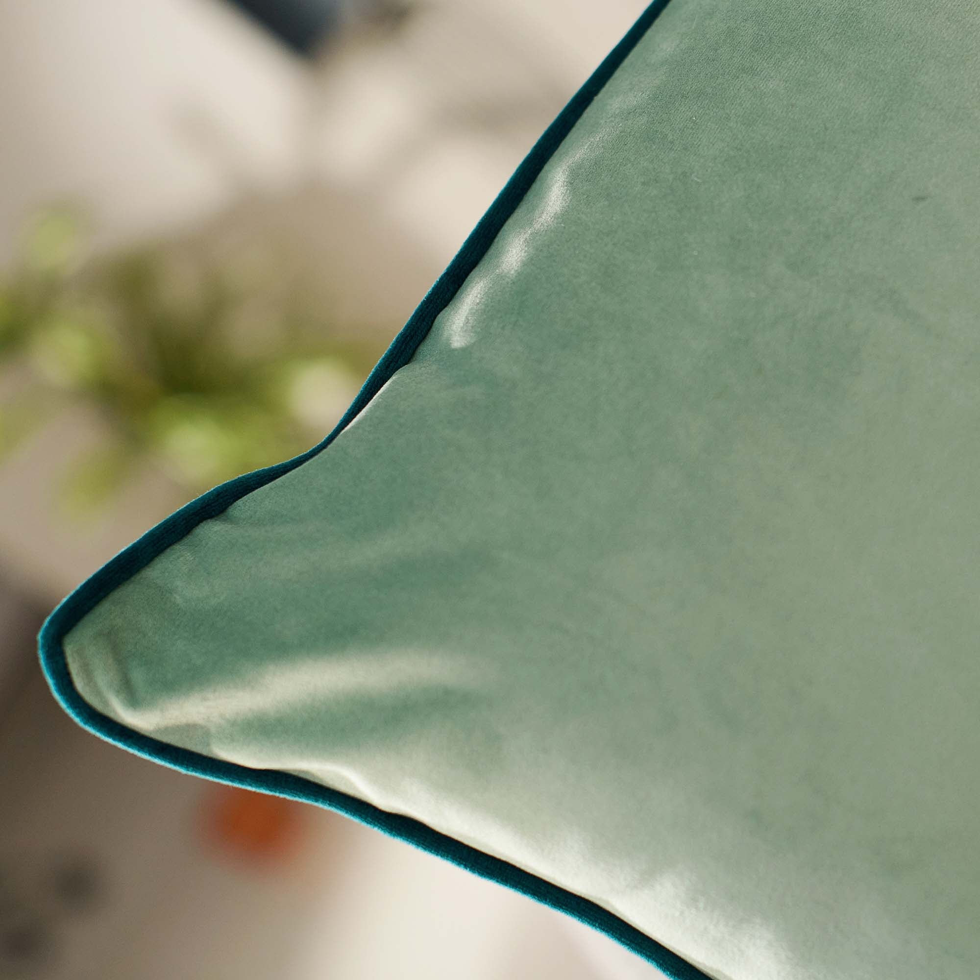 Meridian Velvet Mint & Teal Square Cushion - DISC Meridian Velvet Piped 55CM x55CM Cushion Min/Teal Accessories Sterling Home 3