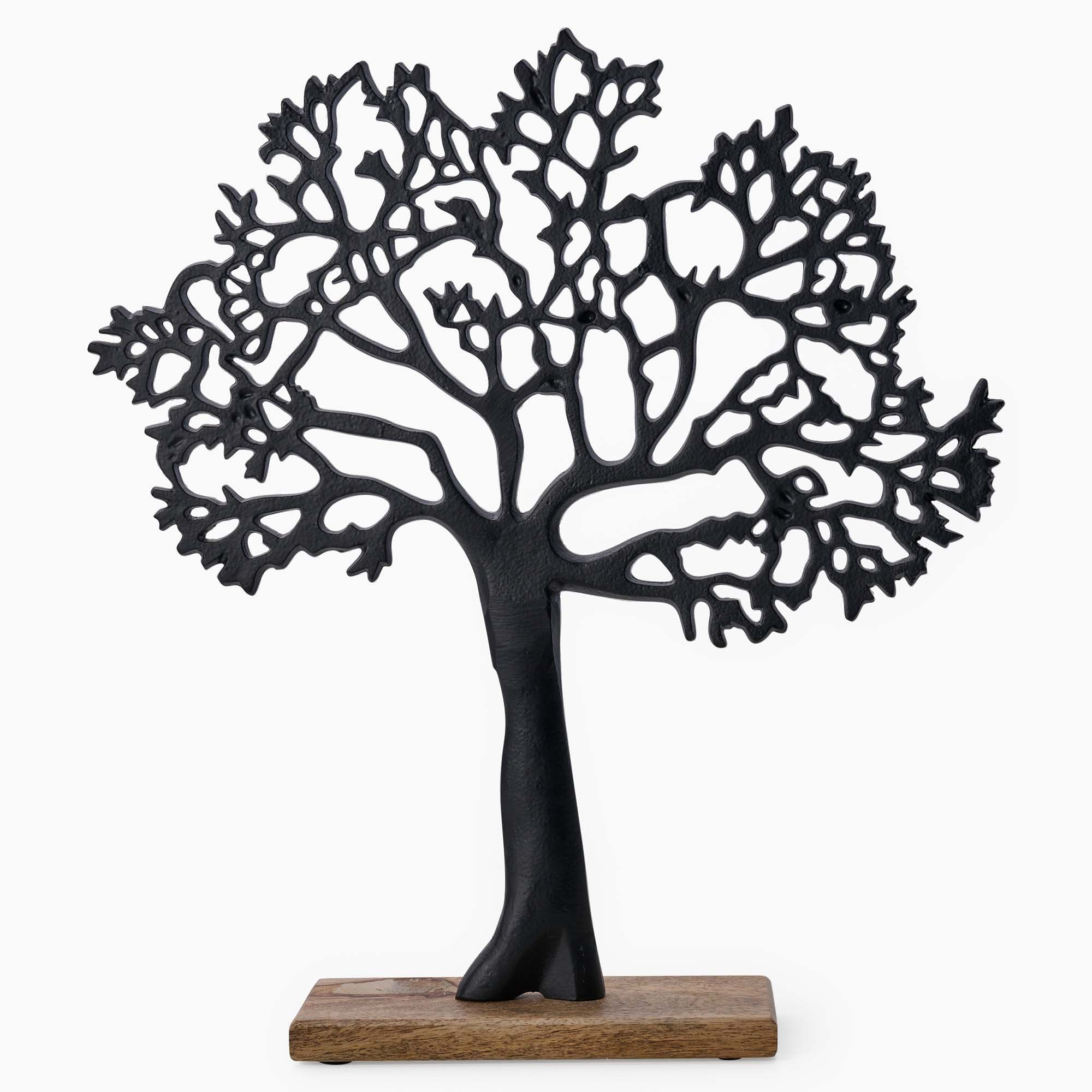 Tree On Wooden Base Black - Tree On Wooden Base 42Cm Black Accessories Sterling Home 2