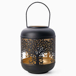 Tree Cutout Black Lantern - DISC Tree Cutout 26CM Lantern Black Accessories Sterling Home 2