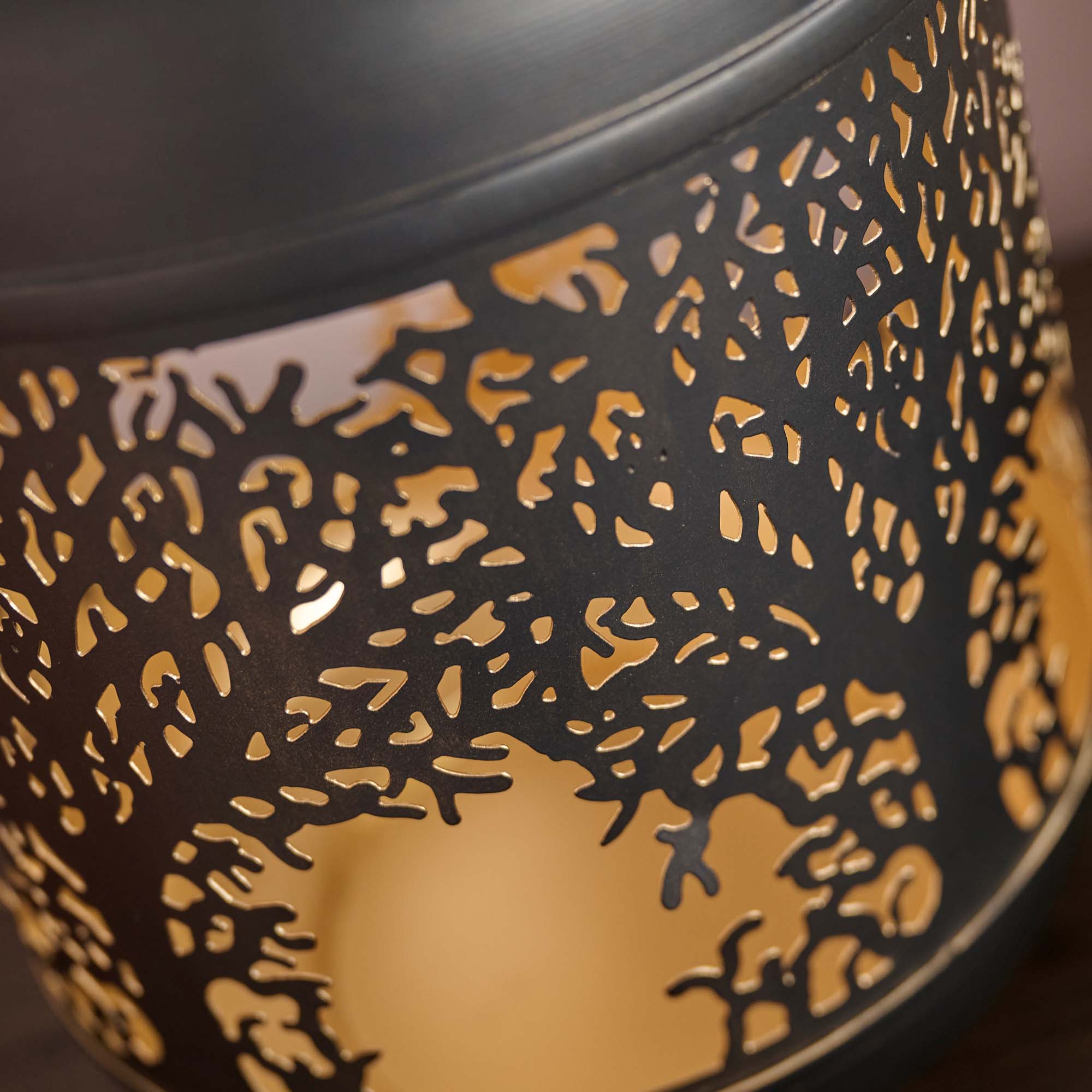 Tree Cutout Black Lantern - DISC Tree Cutout 26CM Lantern Black Accessories Sterling Home 3