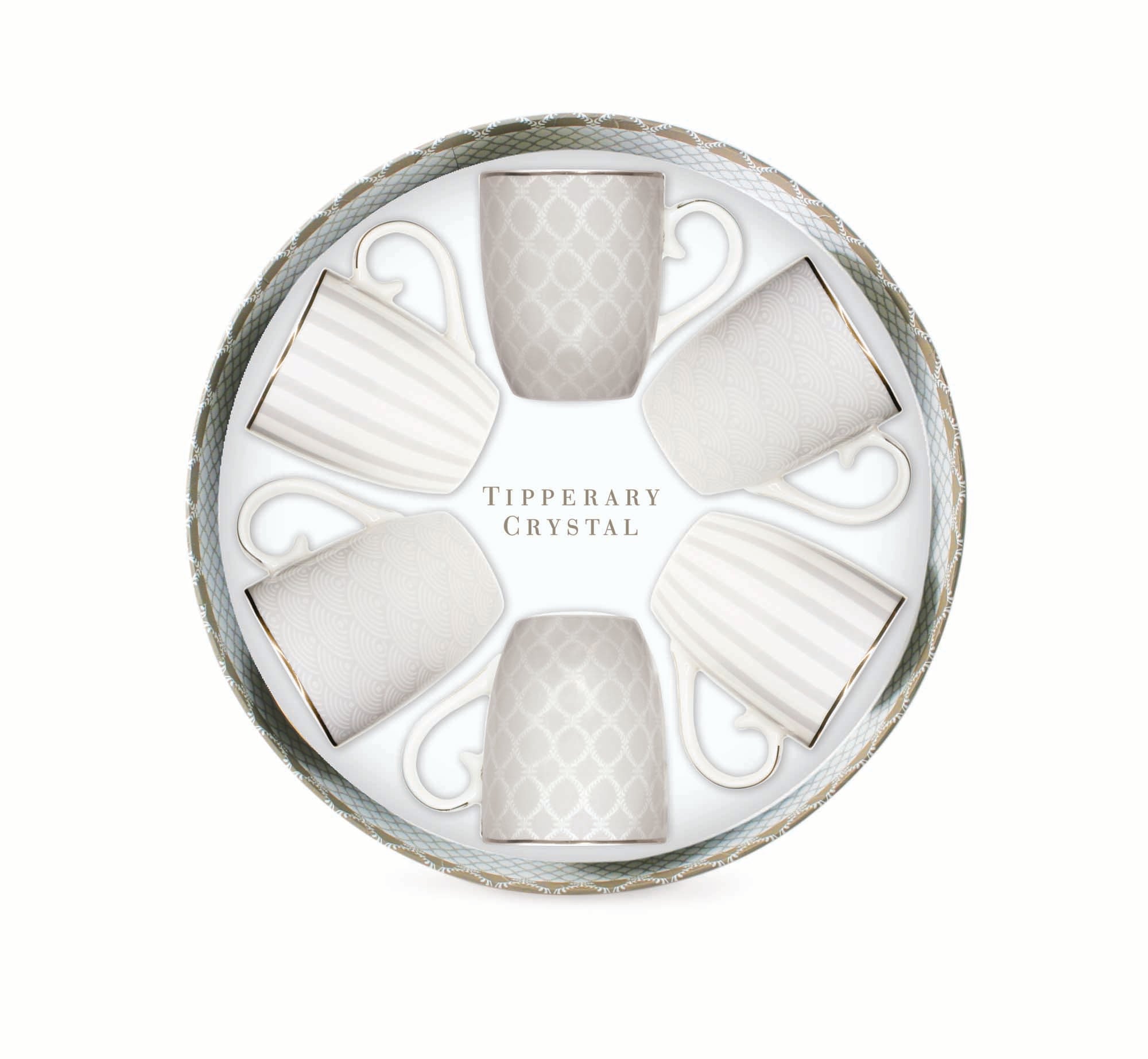 Grey Stripe Party Pack Set of 6 Mugs - Mugs Set of 6 Grey Stripe Accessories Sterling Home 1