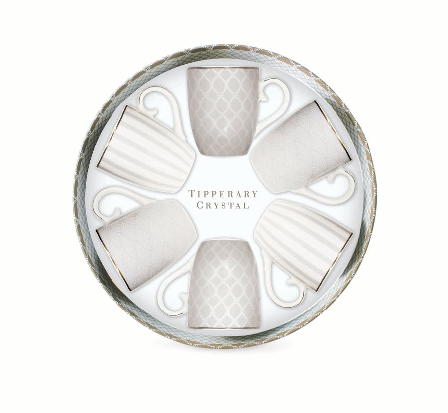 Grey Stripe Party Pack Set of 6 Mugs - Mugs Set of 6 Grey Stripe Accessories Sterling Home 1