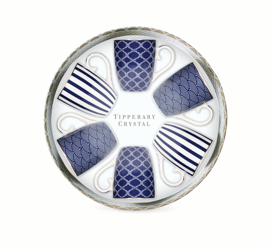 Blue Stripe Party Pack Set of 6 Mugs - Mugs Set of 6 Blue Stripe Accessories Sterling Home 1