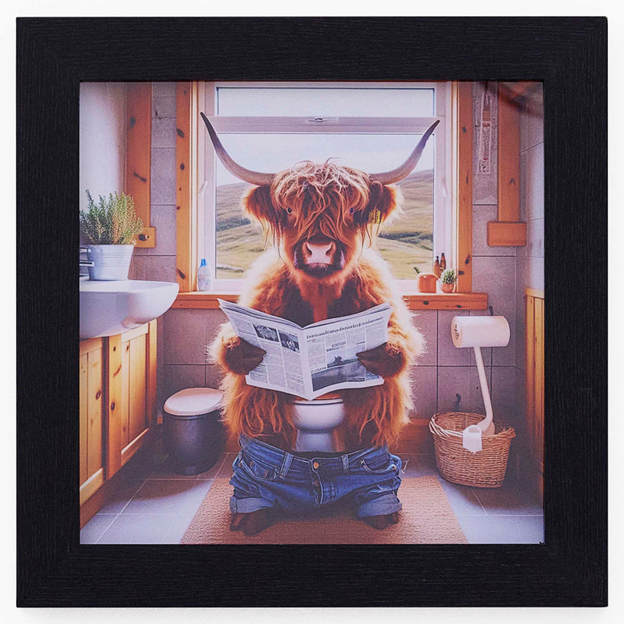 Male Highland Cow On Loo Wall Art - Male Highland Cow On Loo 30x30 Accessories Sterling Home 2