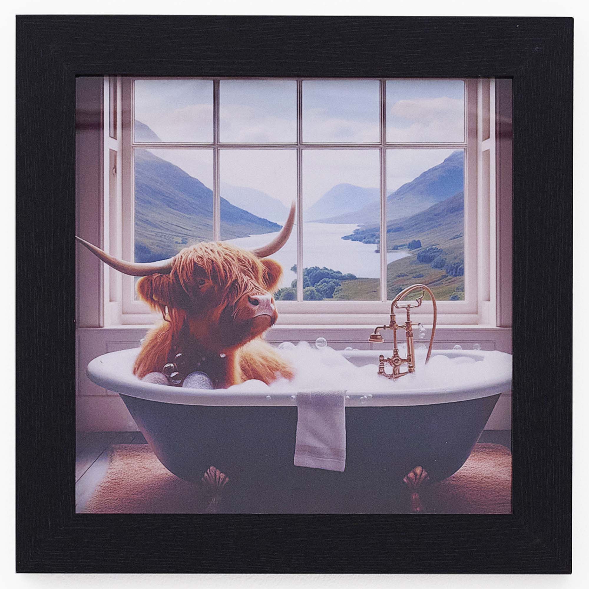 Highland Cow In Black Bath Wall Art - Highland Cow In Black Bath 30x30 Accessories Sterling Home 2