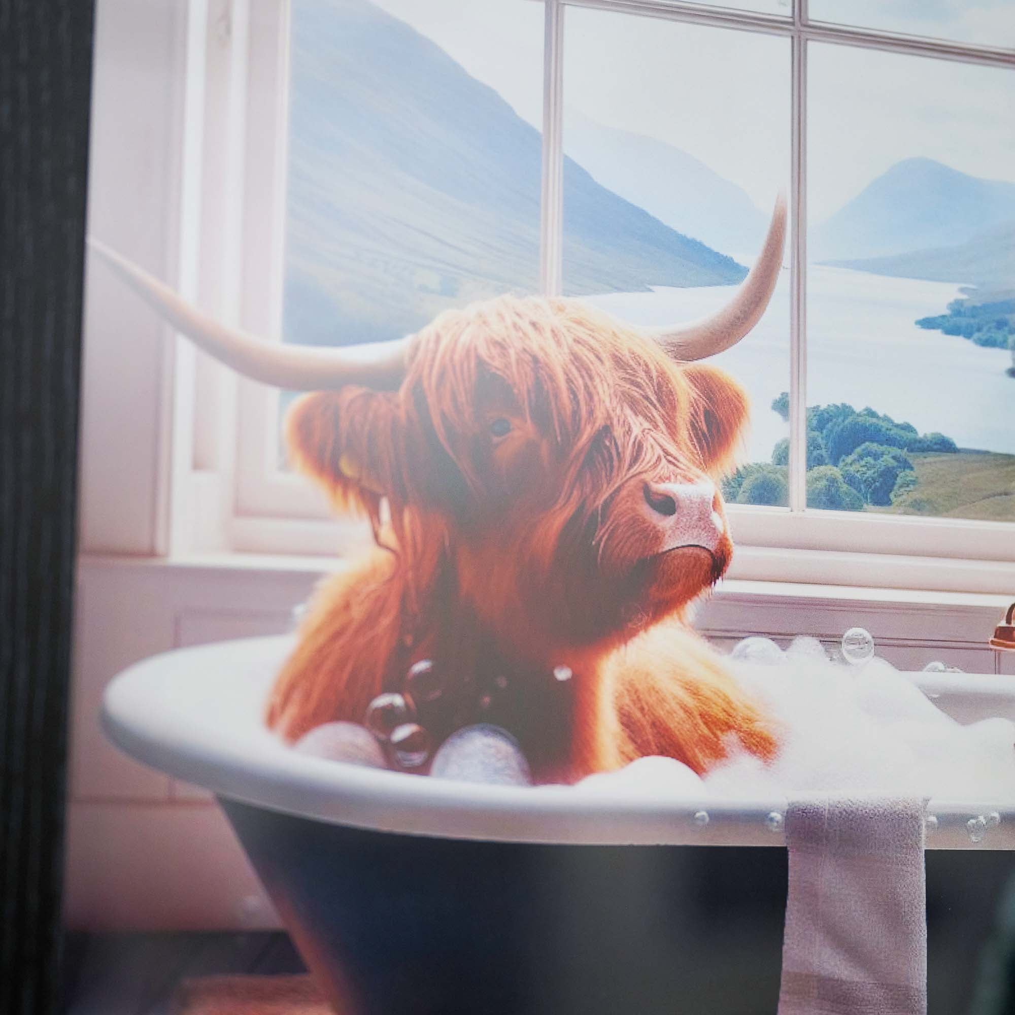 Highland Cow In Black Bath Wall Art - Highland Cow In Black Bath 30x30 Accessories Sterling Home 3