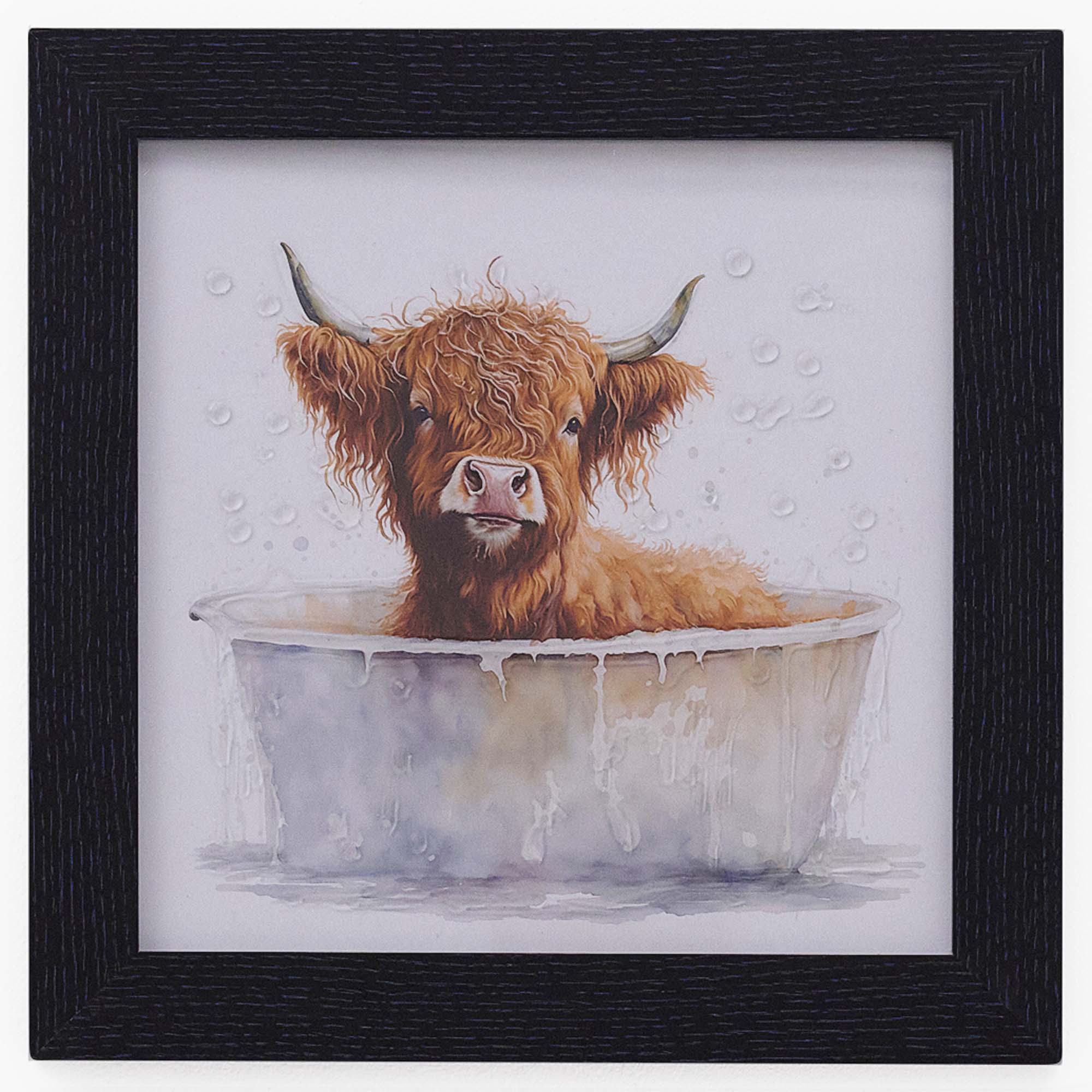 Baby Highland Cow Full Bath Liquid Art - DISC Baby Highland Cow Full Bath 30x30 Liquid Art Accessories Sterling Home 2