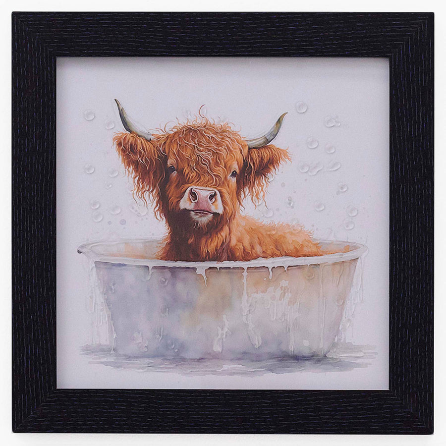 Baby Highland Cow Full Bath Liquid Art - DISC Baby Highland Cow Full Bath 30x30 Liquid Art Accessories Sterling Home 2