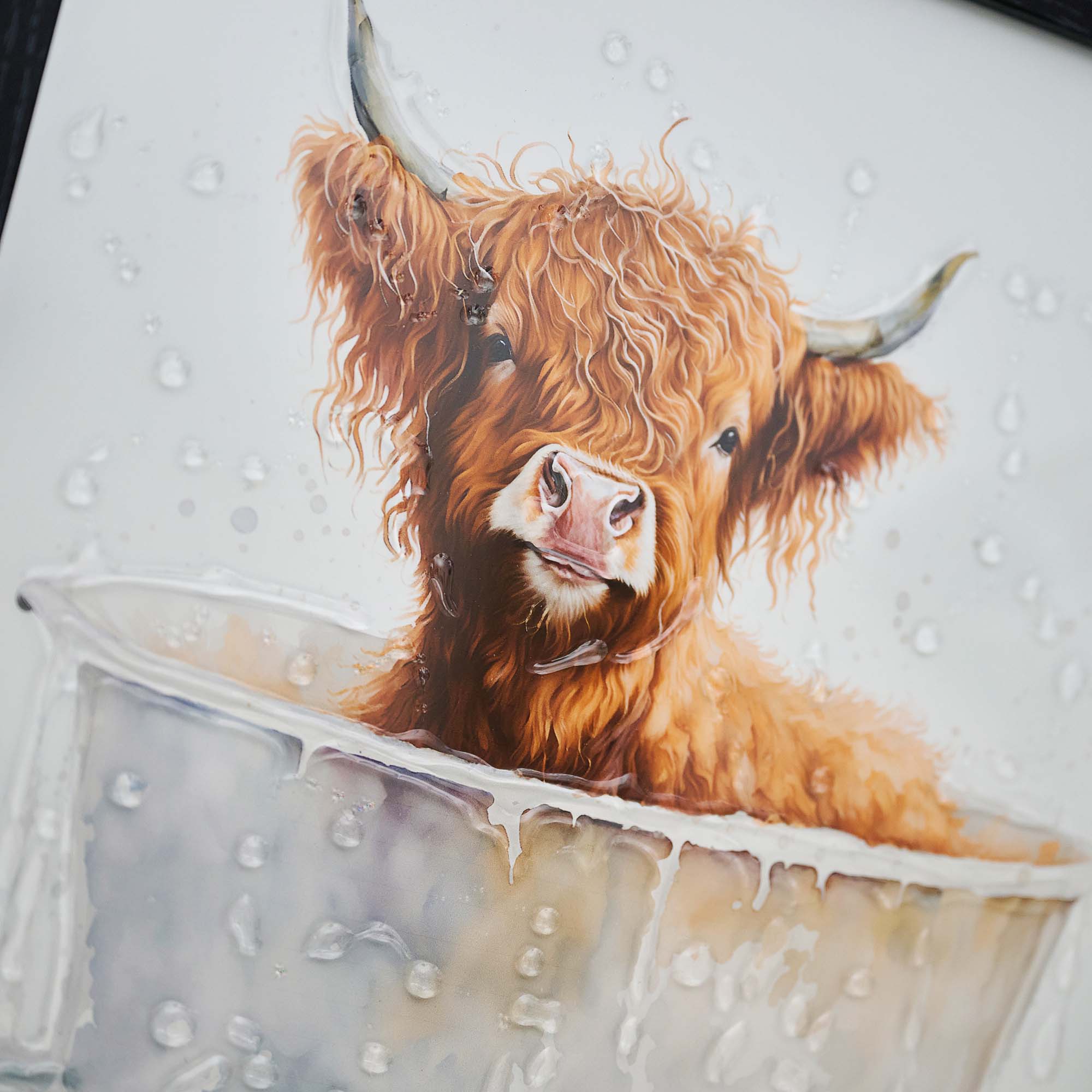 Baby Highland Cow Full Bath Liquid Art - DISC Baby Highland Cow Full Bath 30x30 Liquid Art Accessories Sterling Home 3