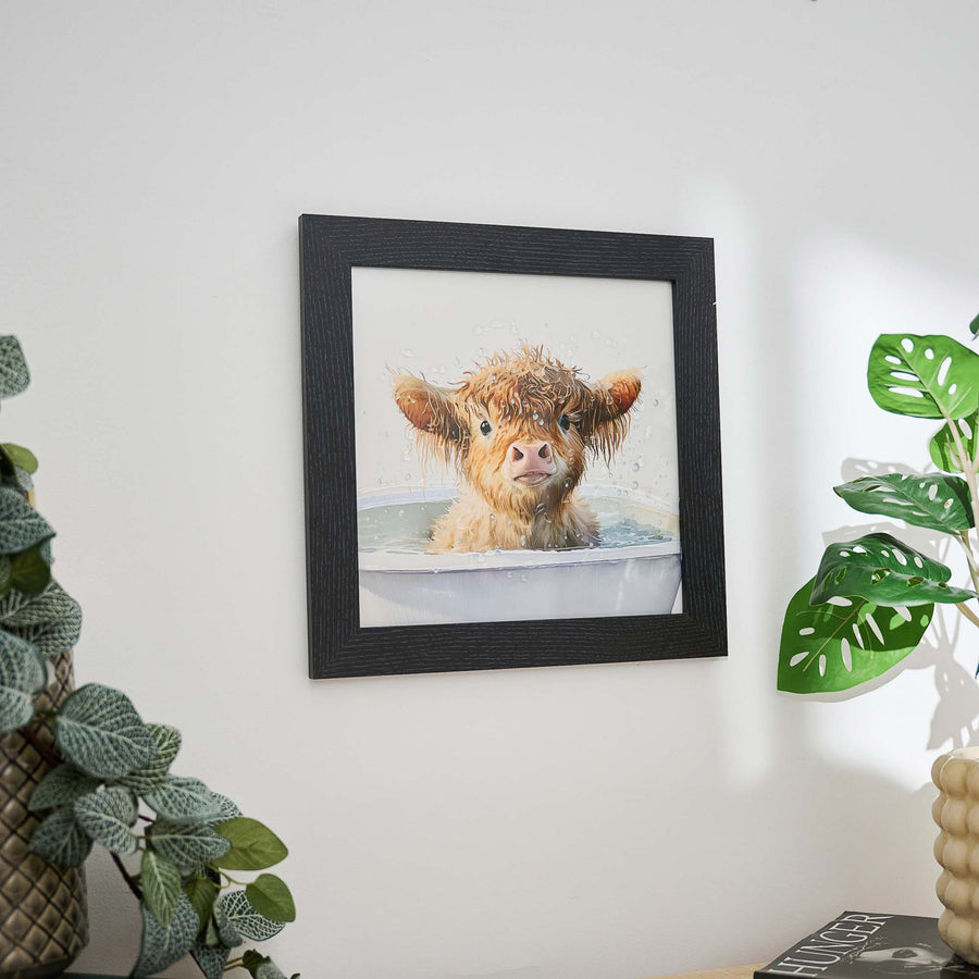 Baby Highland Cow Close Up Liquid Art - DISC Baby Highland Cow Up Close 30x30 Liquid Art Accessories Sterling Home 1