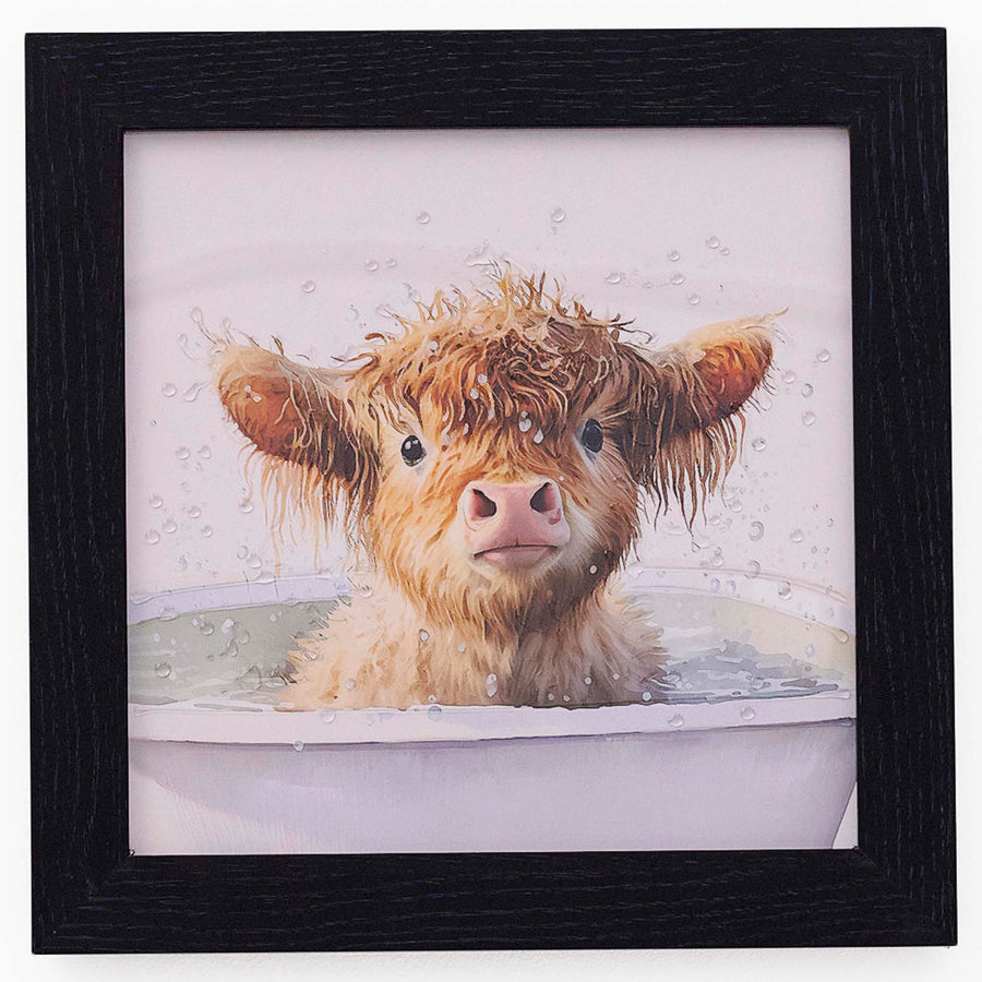 Baby Highland Cow Close Up Liquid Art - DISC Baby Highland Cow Up Close 30x30 Liquid Art Accessories Sterling Home 2