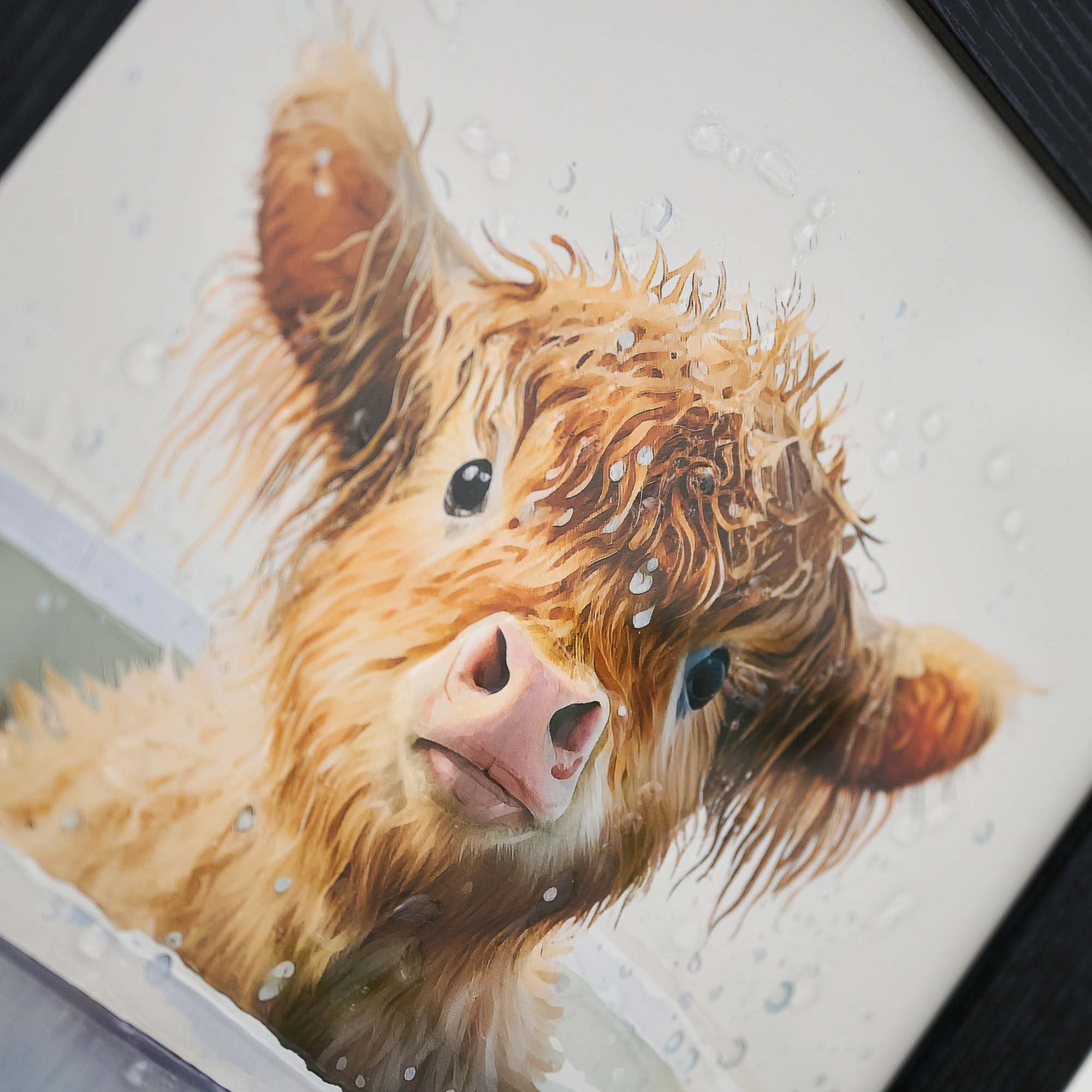 Baby Highland Cow Close Up Liquid Art - DISC Baby Highland Cow Up Close 30x30 Liquid Art Accessories Sterling Home 3