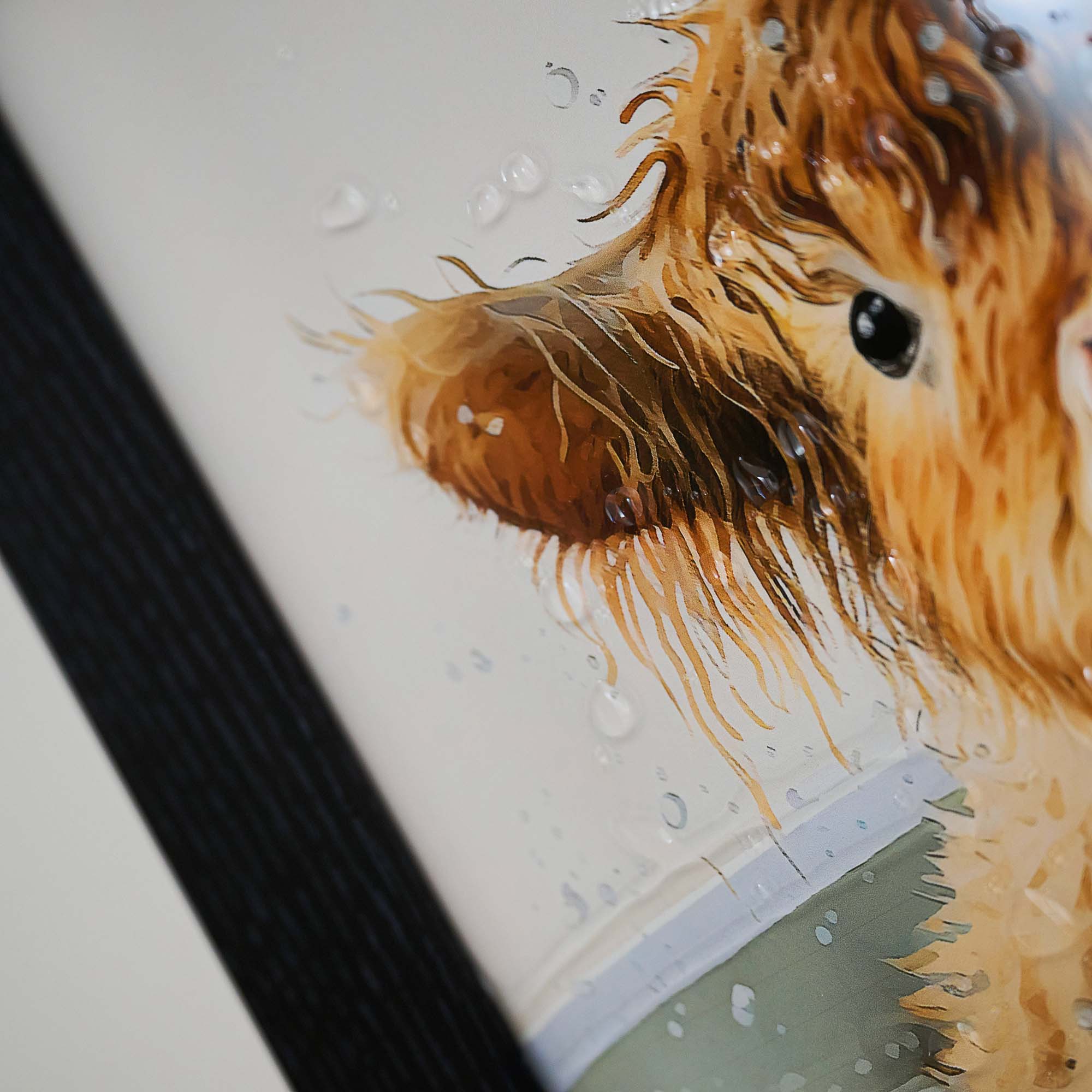 Baby Highland Cow Close Up Liquid Art - DISC Baby Highland Cow Up Close 30x30 Liquid Art Accessories Sterling Home 4