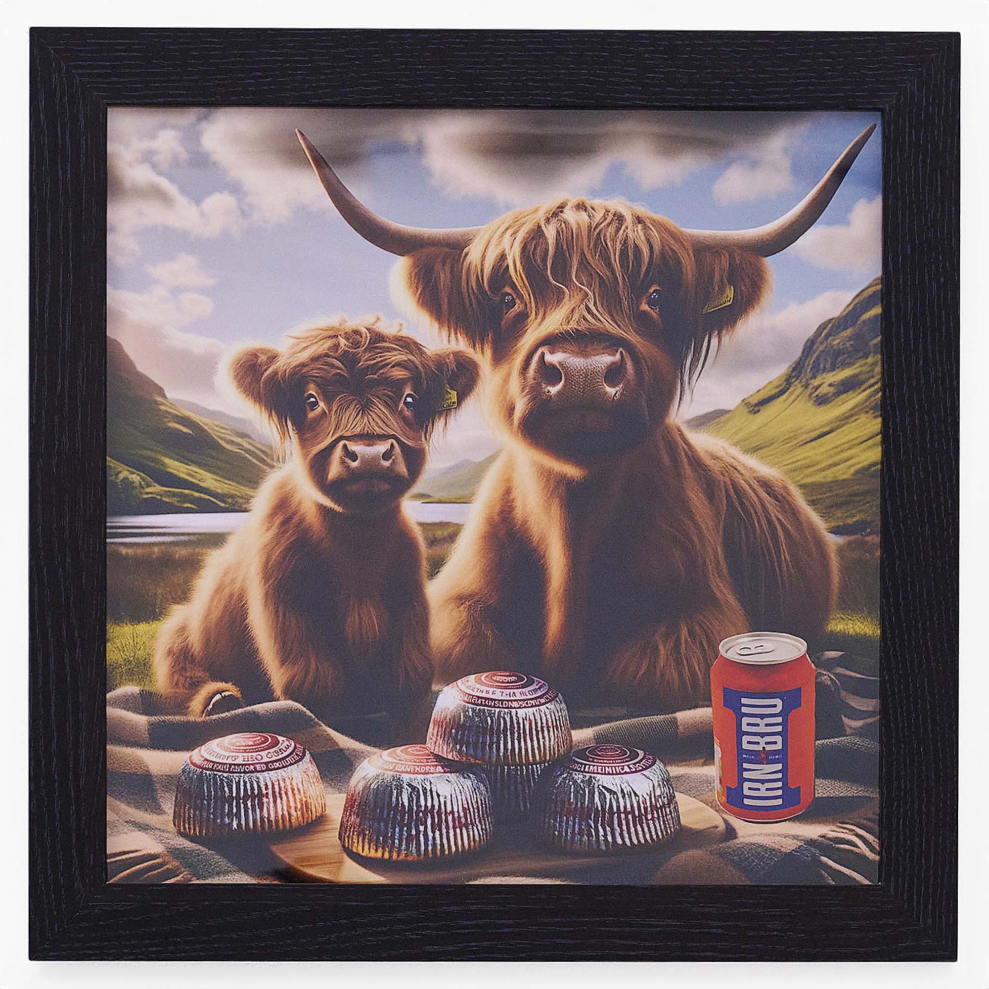 Highland Cow With Irn Bru Wall Art - Highland Cows With Irn Bru 40x40 Accessories Sterling Home 2