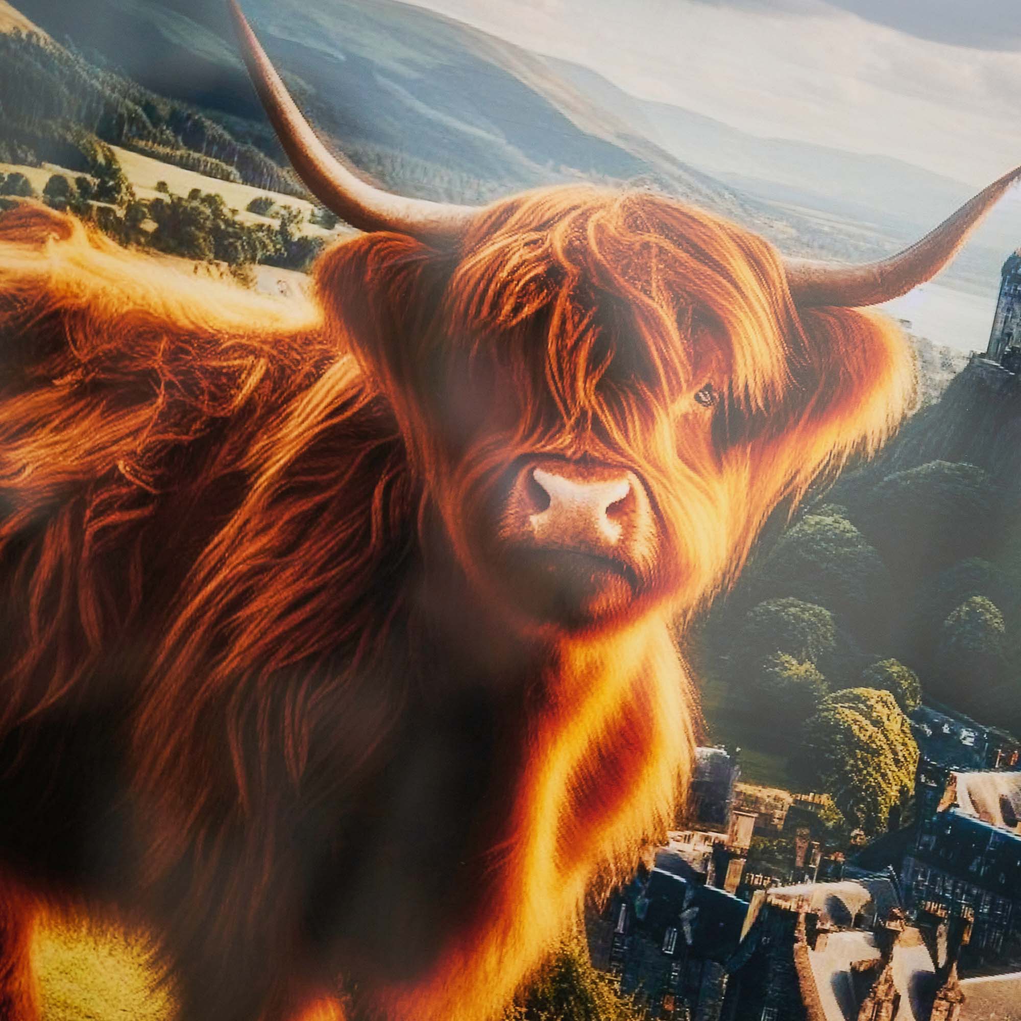 Highland Cow With Castle Wall Art - Highland Cow With Castle 40x40 Accessories Sterling Home 4