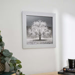 Silver Tree With Silver Frame Liquid Art - DISC Silver Tree 30x30 Liquid Art Accessories Sterling Home 1