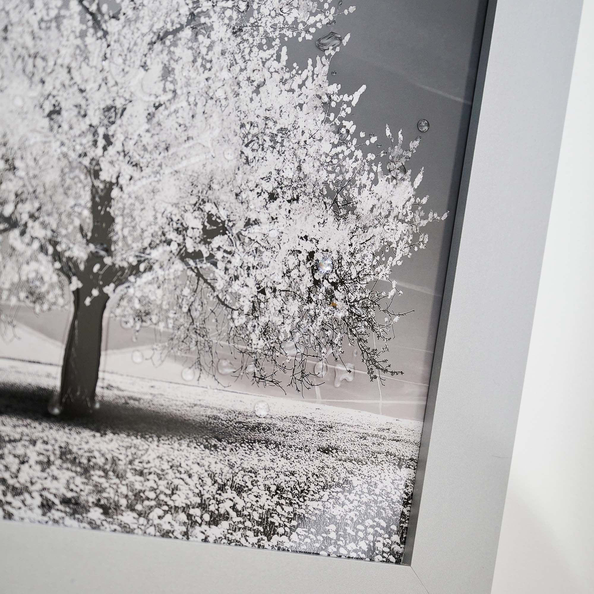 Silver Tree With Silver Frame Liquid Art - DISC Silver Tree 30x30 Liquid Art Accessories Sterling Home 3