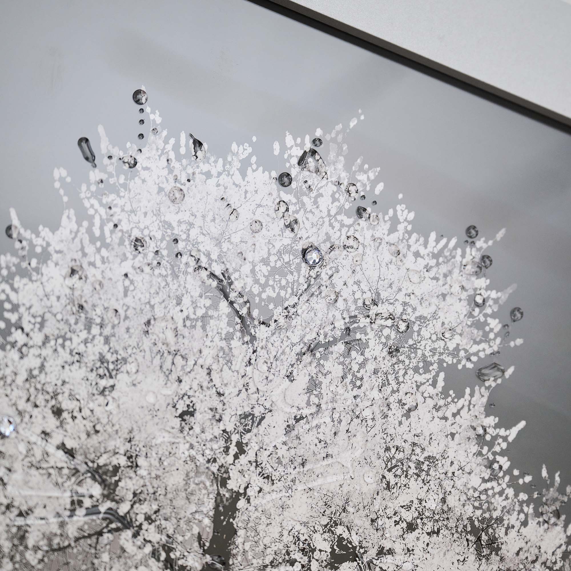 Silver Tree With Silver Frame Liquid Art - DISC Silver Tree 30x30 Liquid Art Accessories Sterling Home 4