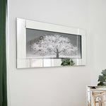 Silver Tree With Mirrored Frame Liquid Art - DISC Silver Tree 70x30 Mirrored Frame Liquid Art Accessories Sterling Home 1