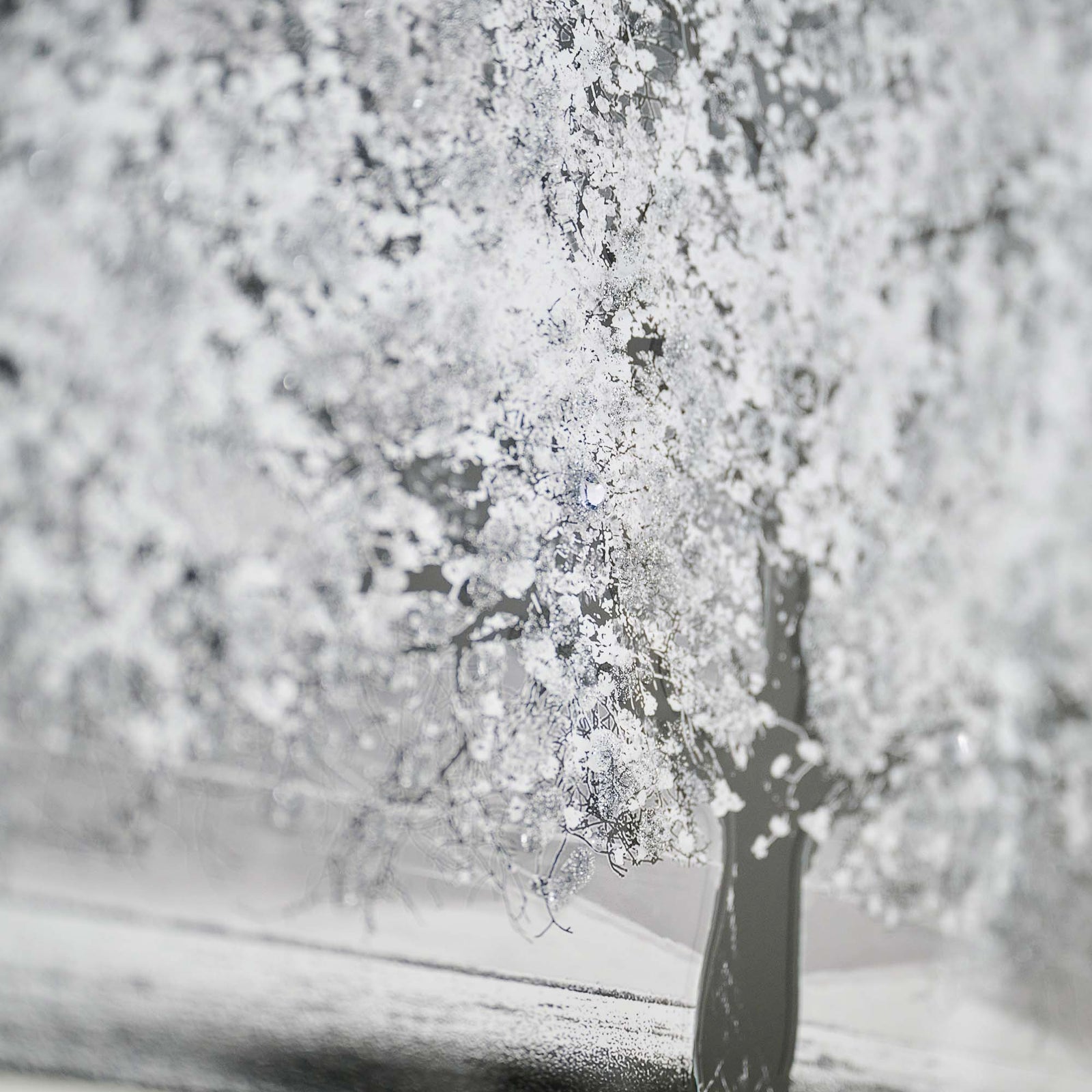 Silver Tree With Mirrored Frame Liquid Art - DISC Silver Tree 70x30 Mirrored Frame Liquid Art Accessories Sterling Home 3
