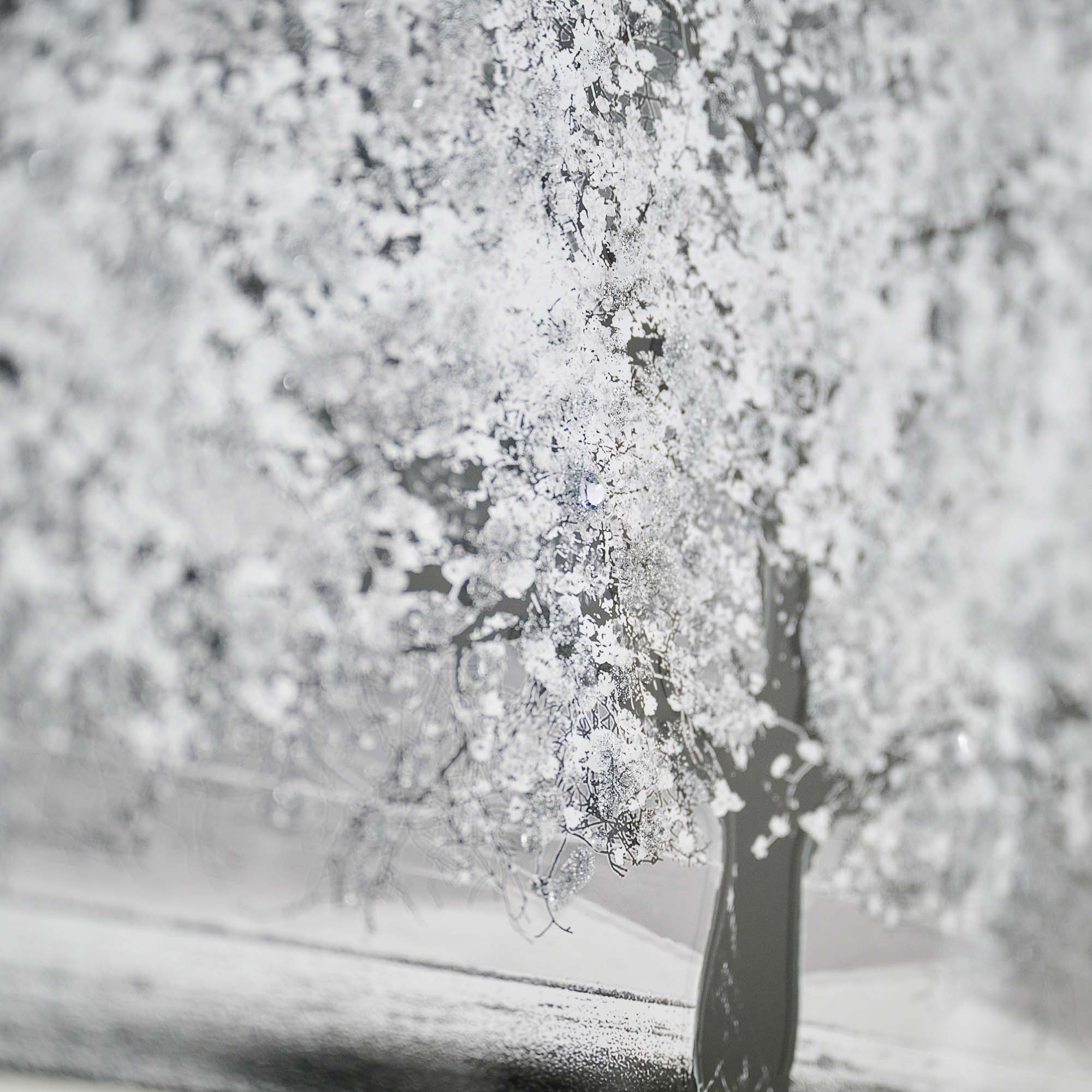 Silver Tree With Mirrored Frame Liquid Art - DISC Silver Tree 70x30 Mirrored Frame Liquid Art Accessories Sterling Home 3