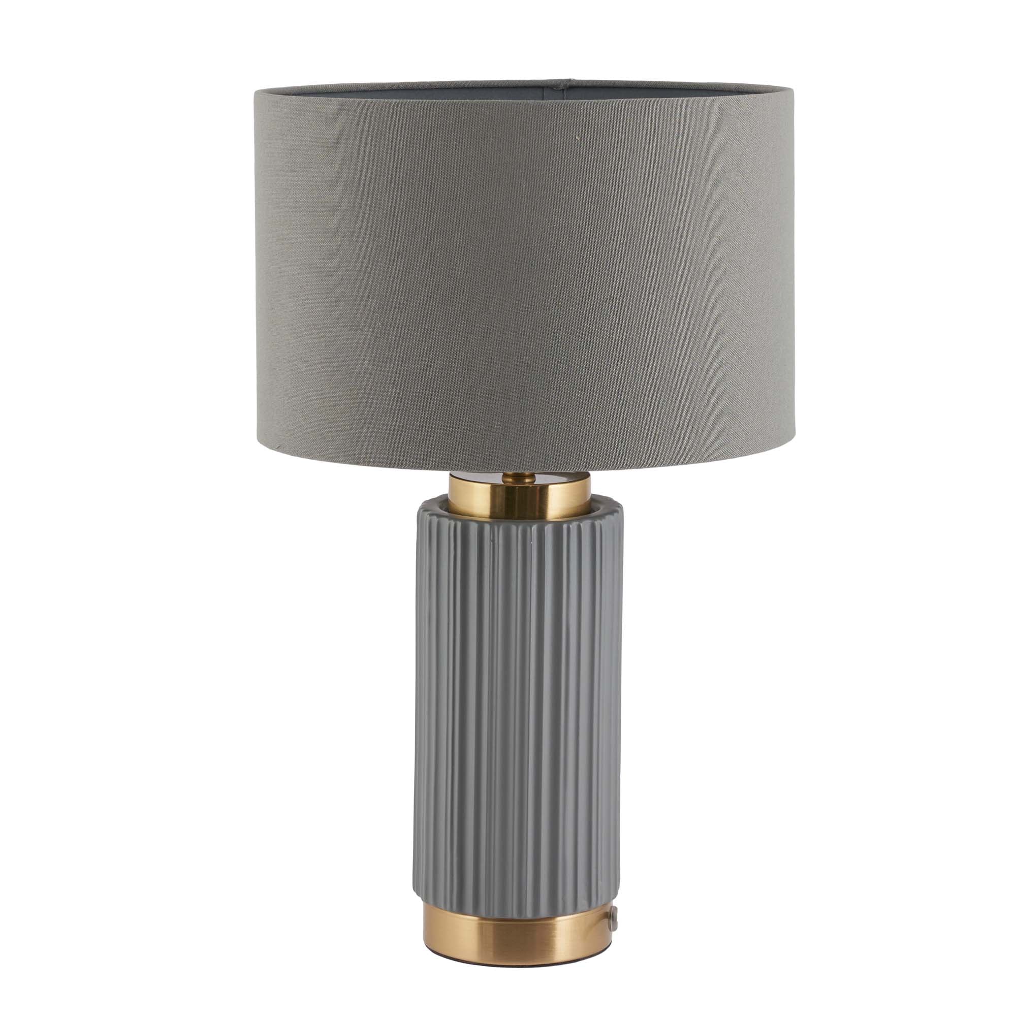 Iconic Grey Textured Ceramic And Gold Metal Table Lamp - DISC Ionic Grey Textured Ceramic Gold Metal Table Lamp Accessories Sterling Home 2