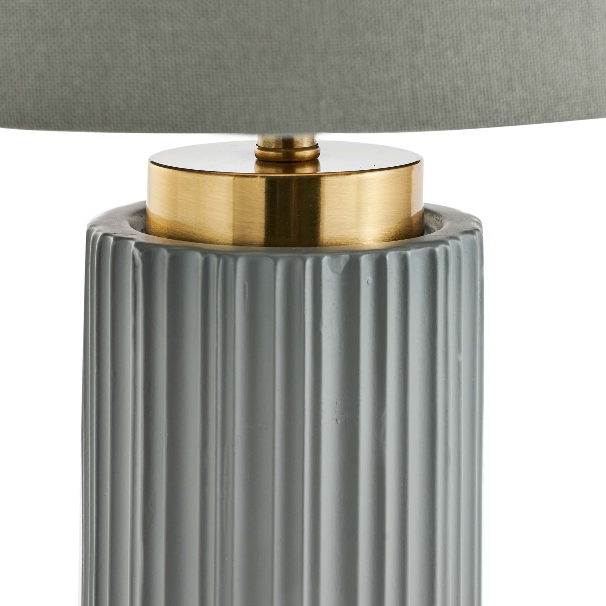 Iconic Grey Textured Ceramic And Gold Metal Table Lamp - DISC Ionic Grey Textured Ceramic Gold Metal Table Lamp Accessories Sterling Home 3