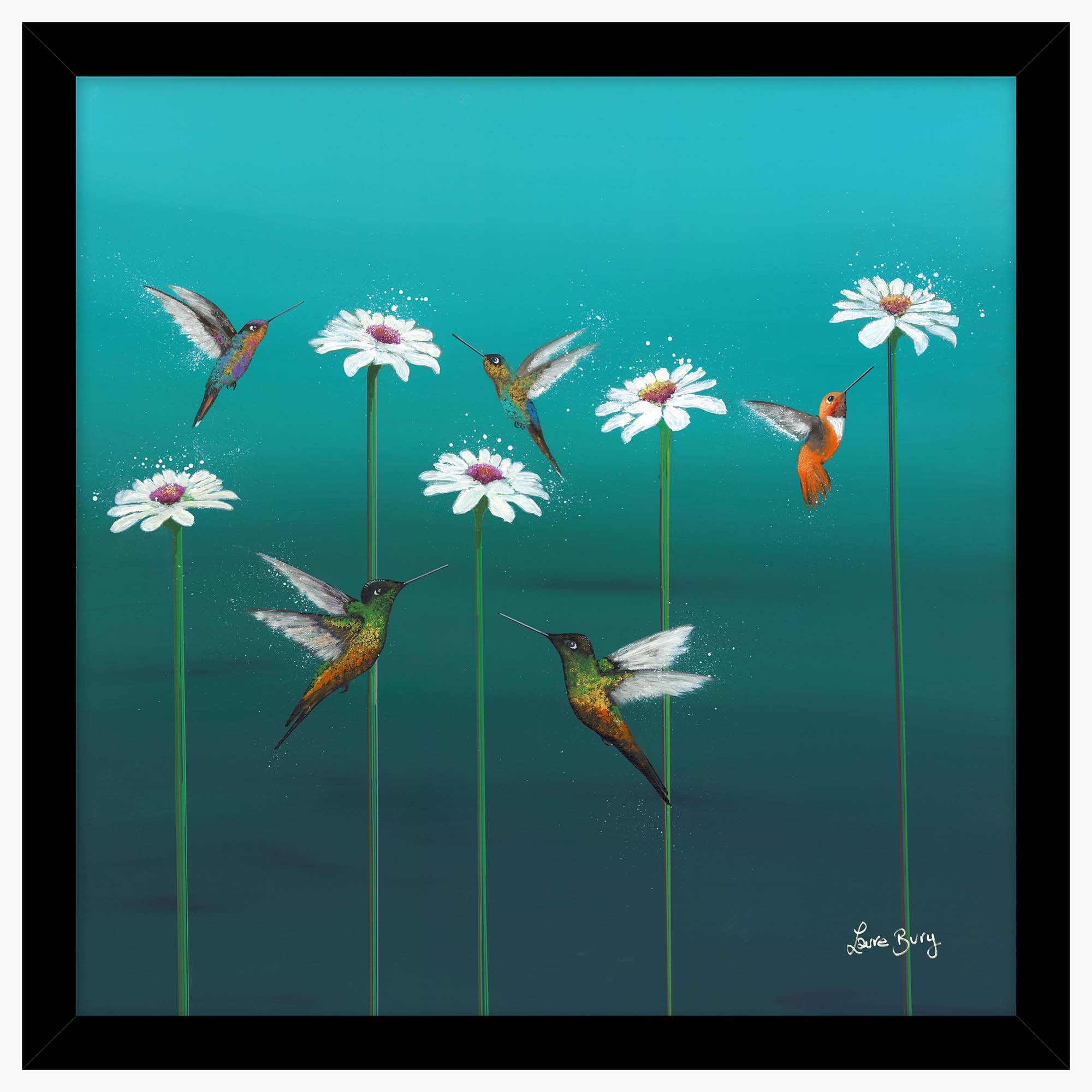 Daisy And Birds Framed Print - DISC Lightness Of Being 43X43 Framed Print Accessories Sterling Home 1