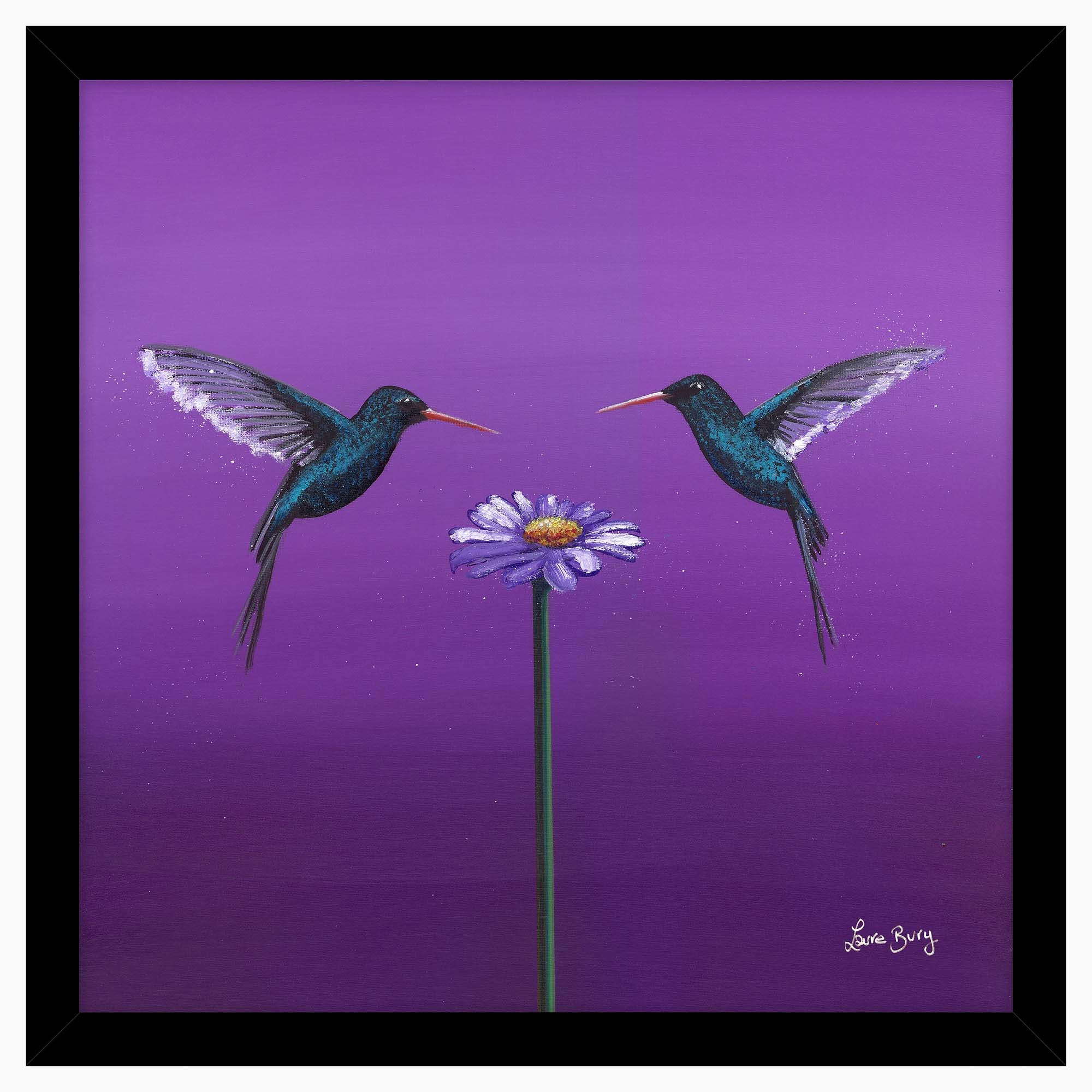 Two Hummingbirds Purple Framed Print - One Love Purple 43X43 Framed Print Accessories Sterling Home 1