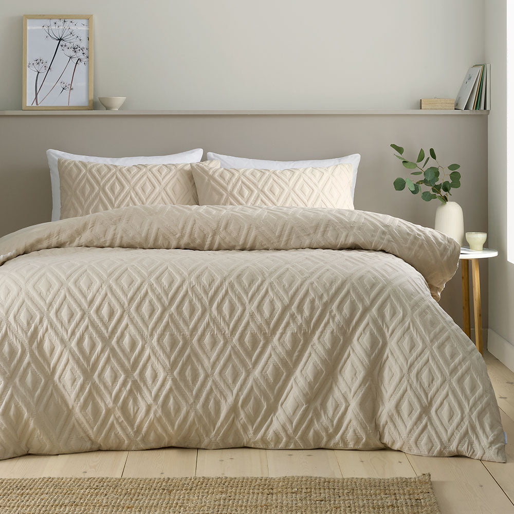 Catherine Lansfield Jacob Geo Cream Duvet Cover Set - Jacob Geo Natural Double Duvet Set - Double Accessories Sterling Home 1
