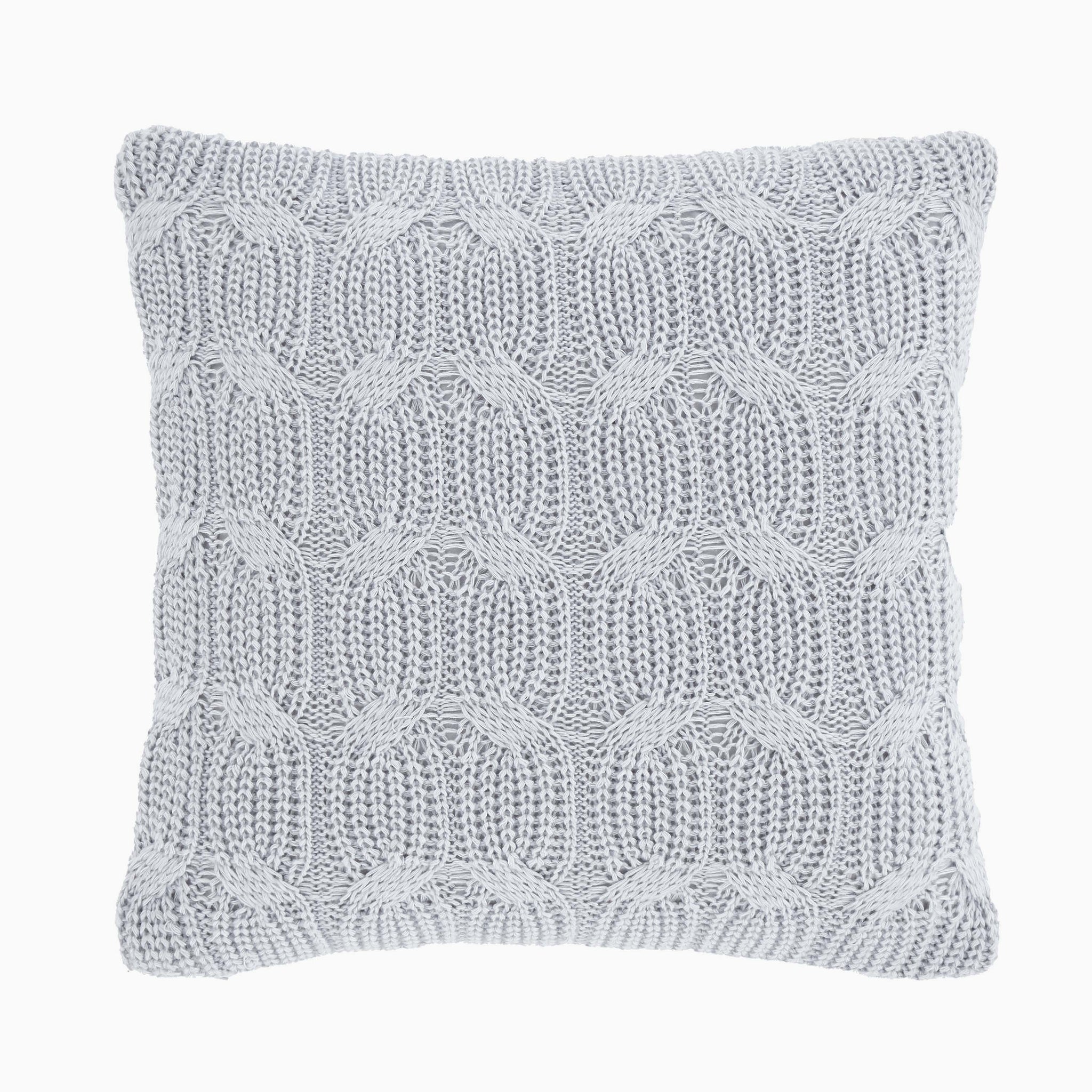 Chunky Marl Knit Silver Square Cushion - Chunky Marl Knit Silver Cushion 45x45CM Accessories Sterling Home 2