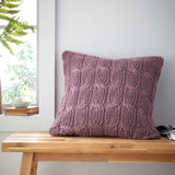 Chunky Marl Knit Purple Square Cushion