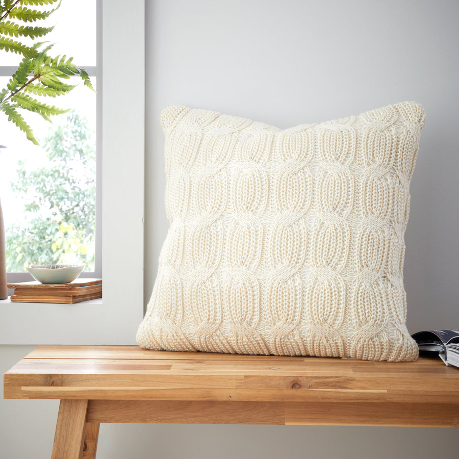 Chunky Marl Knit Cream Square Cushion - DISC Chunky Marl Knit Cream Cushion 45x45CM Accessories Sterling Home 1