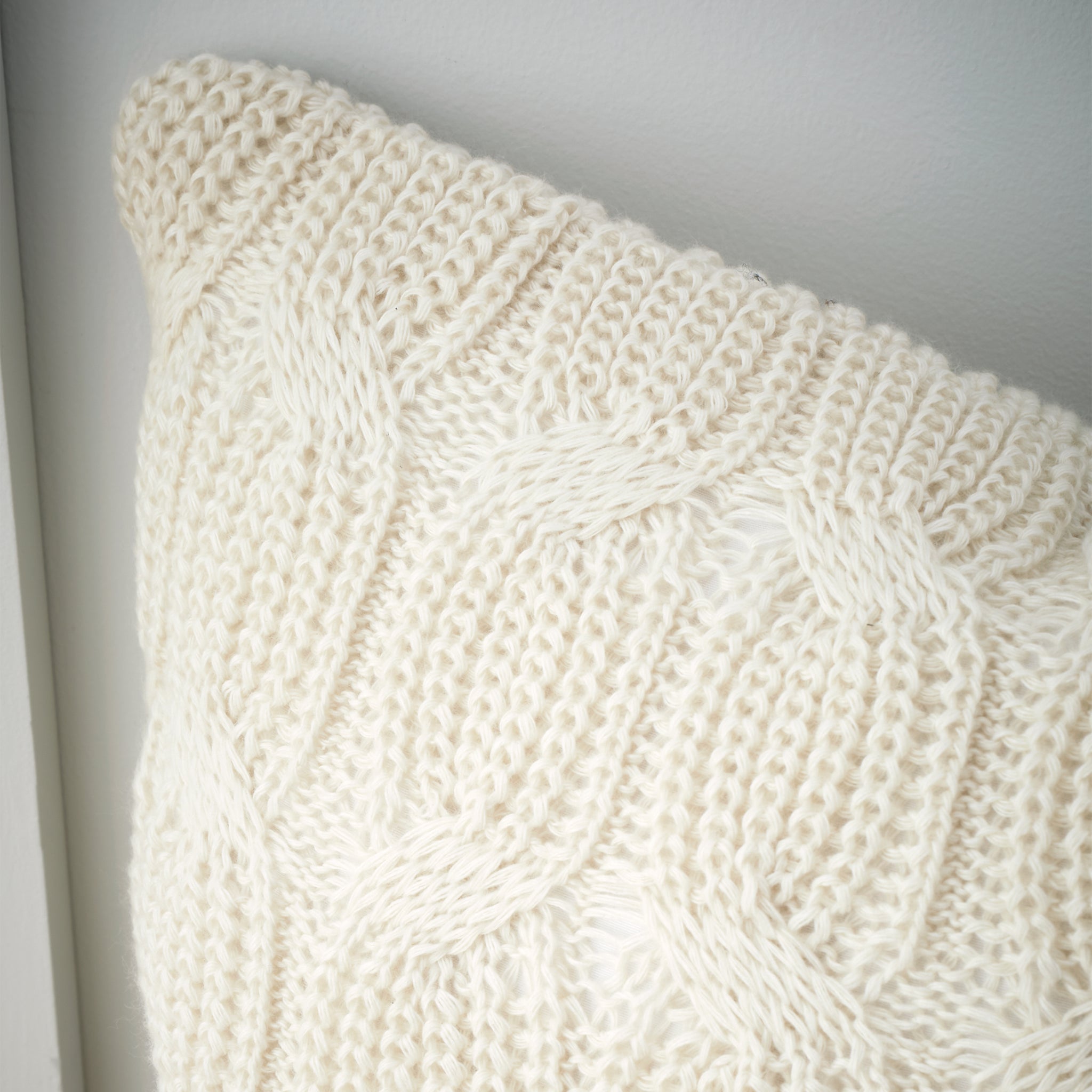 Chunky Marl Knit Cream Square Cushion - DISC Chunky Marl Knit Cream Cushion 45x45CM Accessories Sterling Home 3