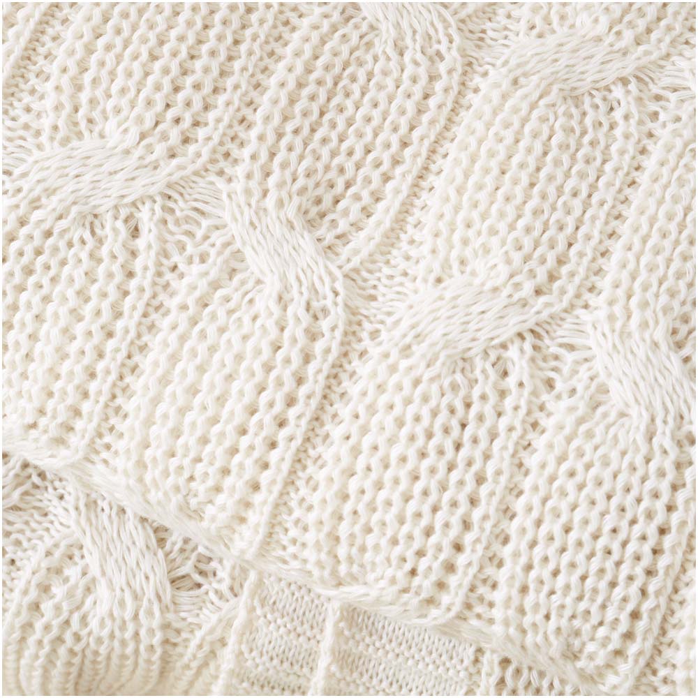 Chunky Marl Knit Cream Throw - Chunky Marl Knit Cream Throw 130x170CM Accessories Sterling Home 3