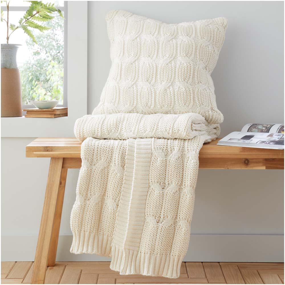 Chunky Marl Knit Cream Throw - Chunky Marl Knit Cream Throw 130x170CM Accessories Sterling Home 5