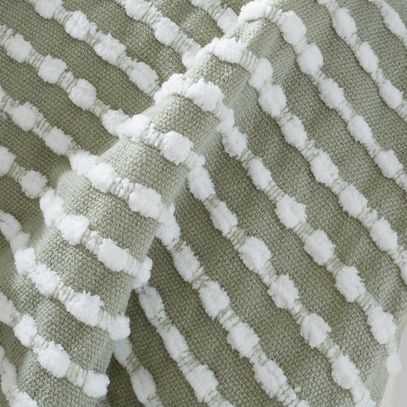Stab Stitch Green Throw - DISC Stab Stitch Sage Throw 125x150CM Accessories Sterling Home 3