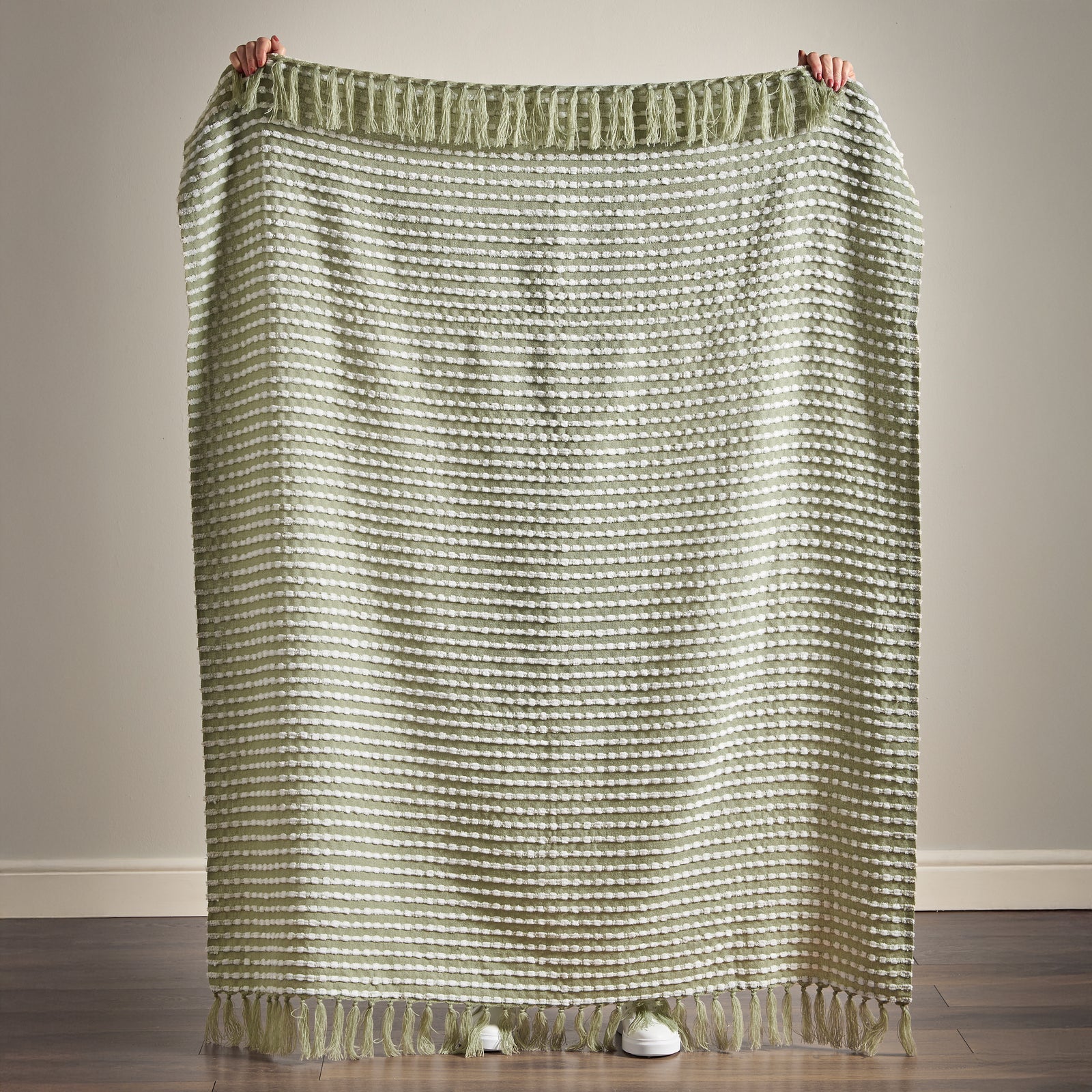 Stab Stitch Green Throw - DISC Stab Stitch Sage Throw 125x150CM Accessories Sterling Home 6