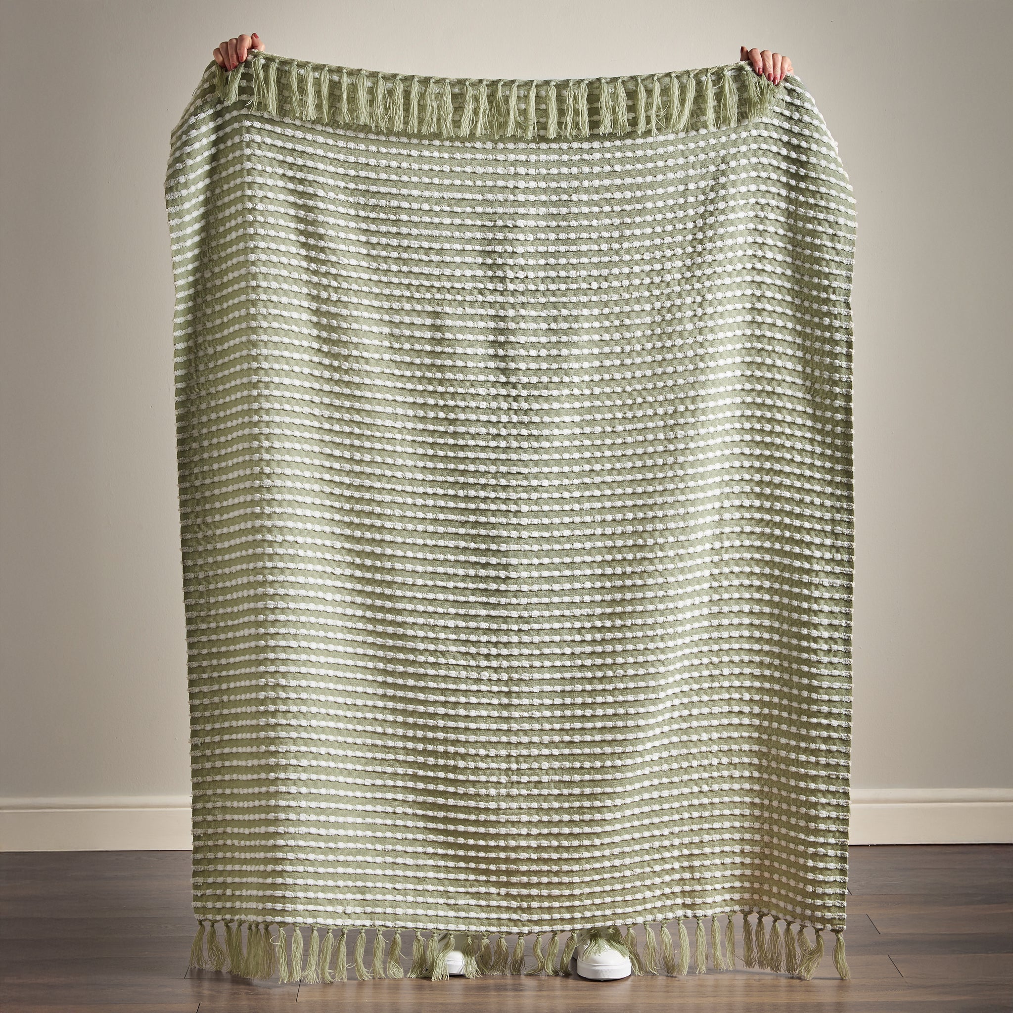 Stab Stitch Green Throw - DISC Stab Stitch Sage Throw 125x150CM Accessories Sterling Home 6