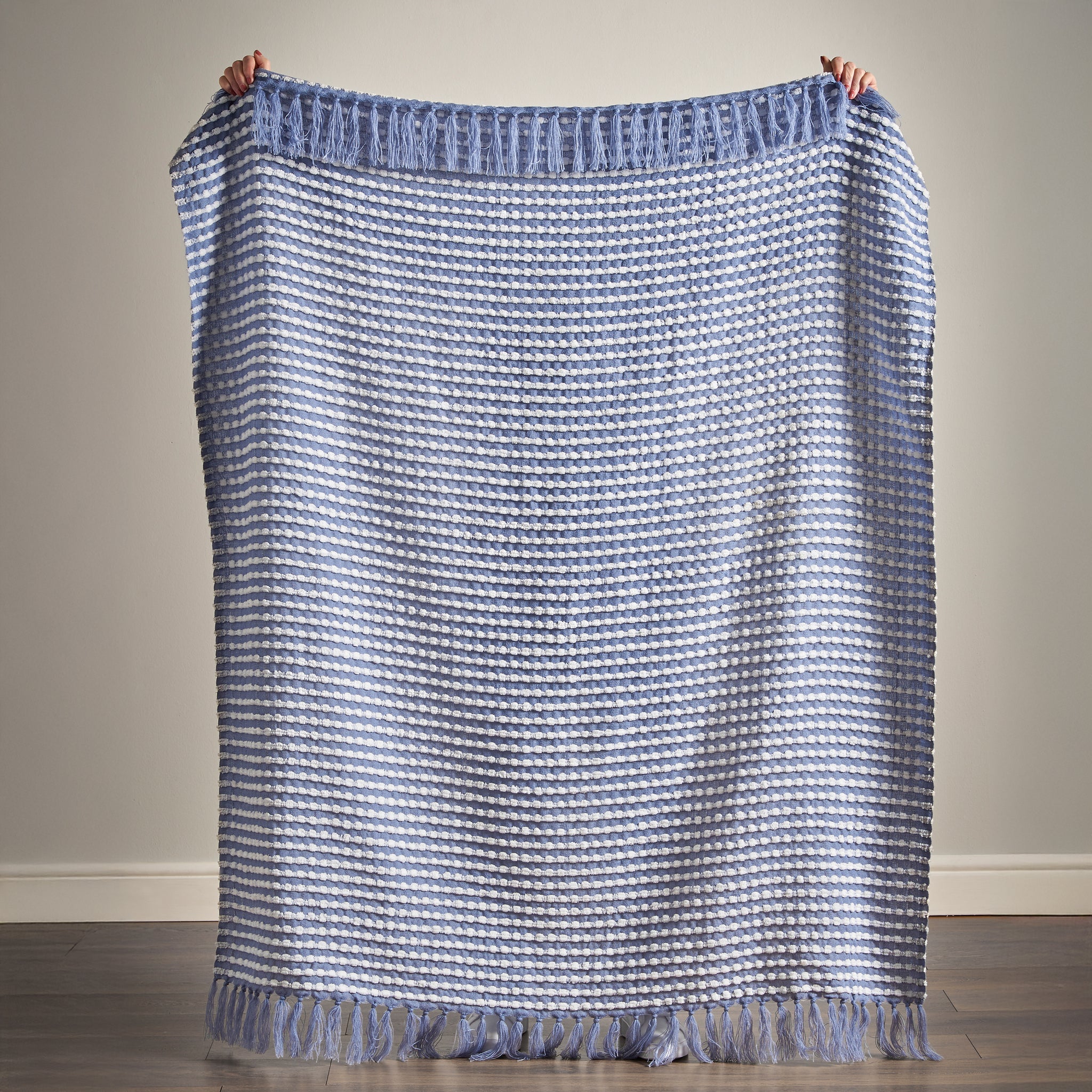 Stab Stitch Blue Throw - DISC Stab Stitch Blue Throw 125x150CM Accessories Sterling Home 4