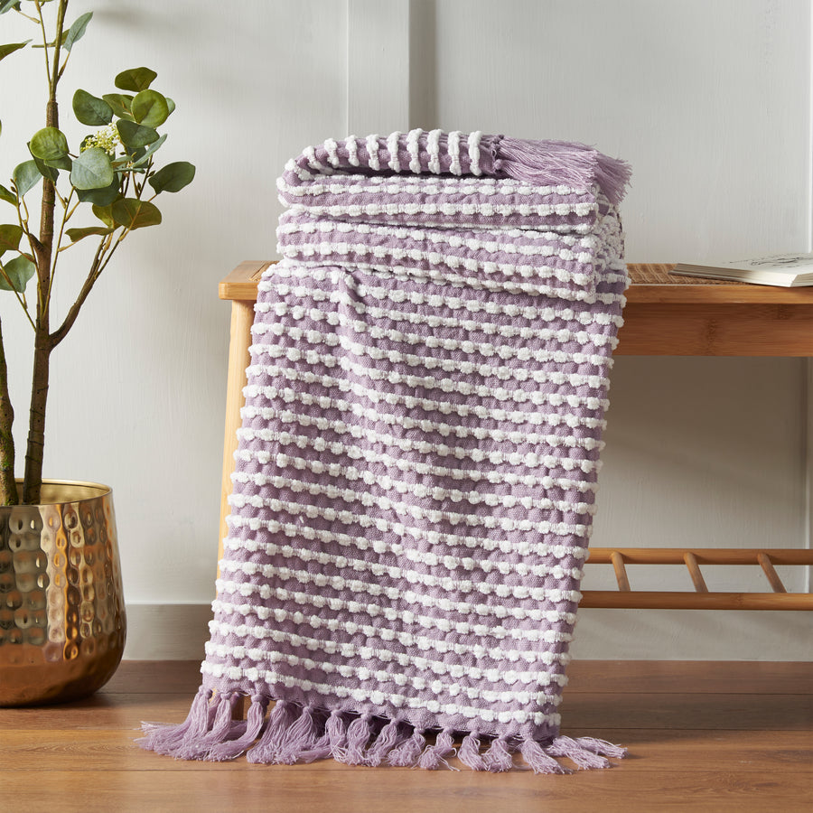 Stab Stitch Purple Throw - DISC Stab Stitch Lilac Throw 125x150CM Accessories Sterling Home 1