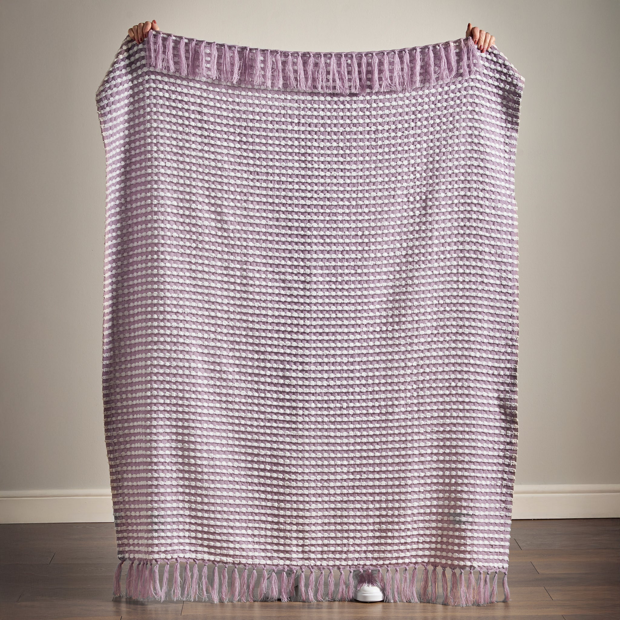 Stab Stitch Purple Throw - DISC Stab Stitch Lilac Throw 125x150CM Accessories Sterling Home 4
